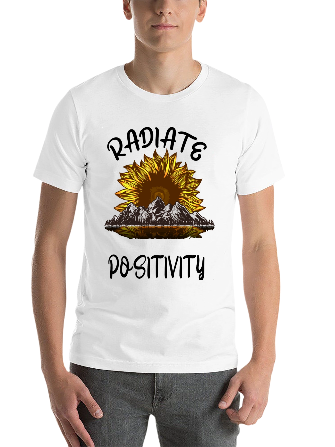 Black Radiate Positivity Sunflower Graphic T-Shirt view 14