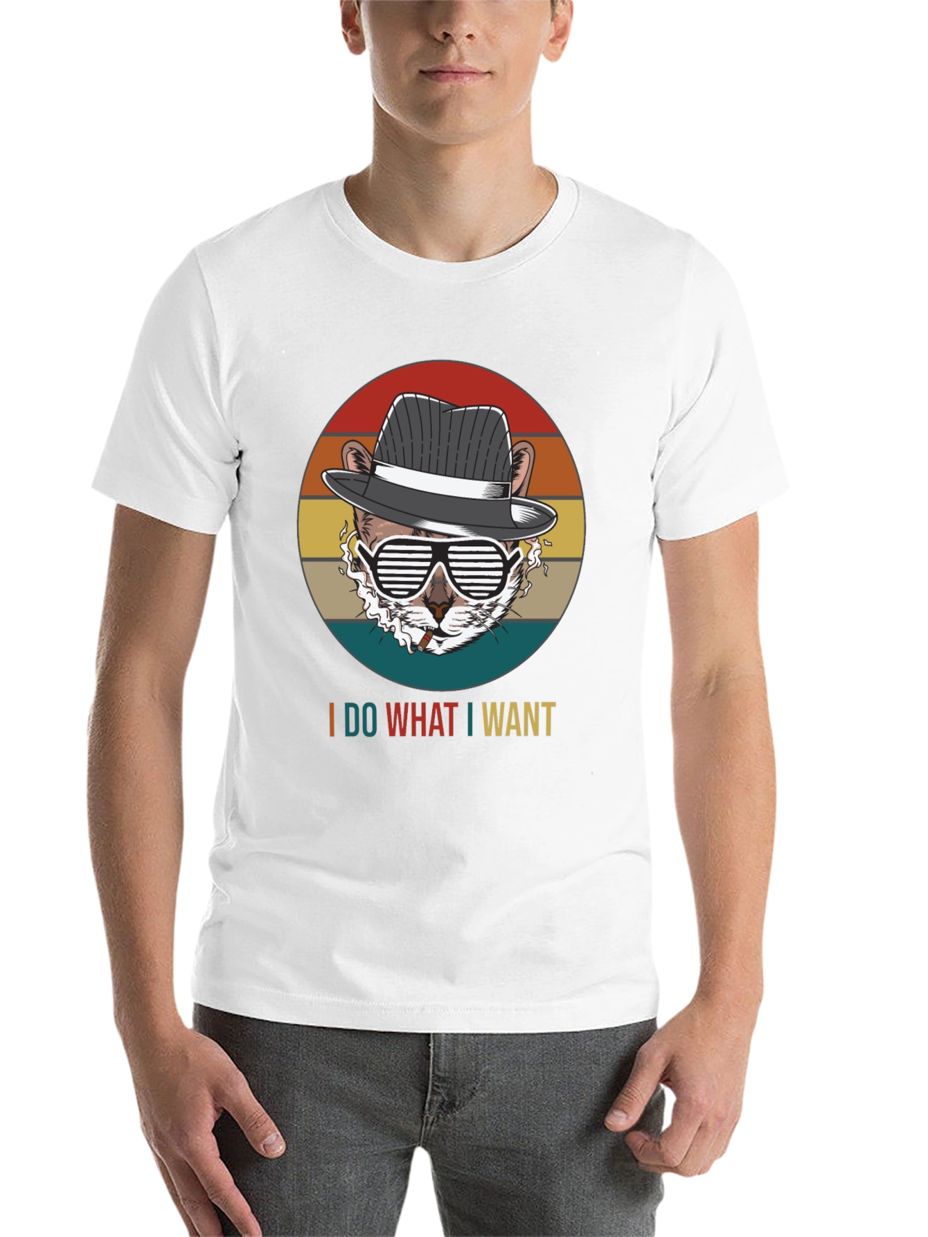 Black I Do What I Want T-Shirt: Cool Cat Design view 14