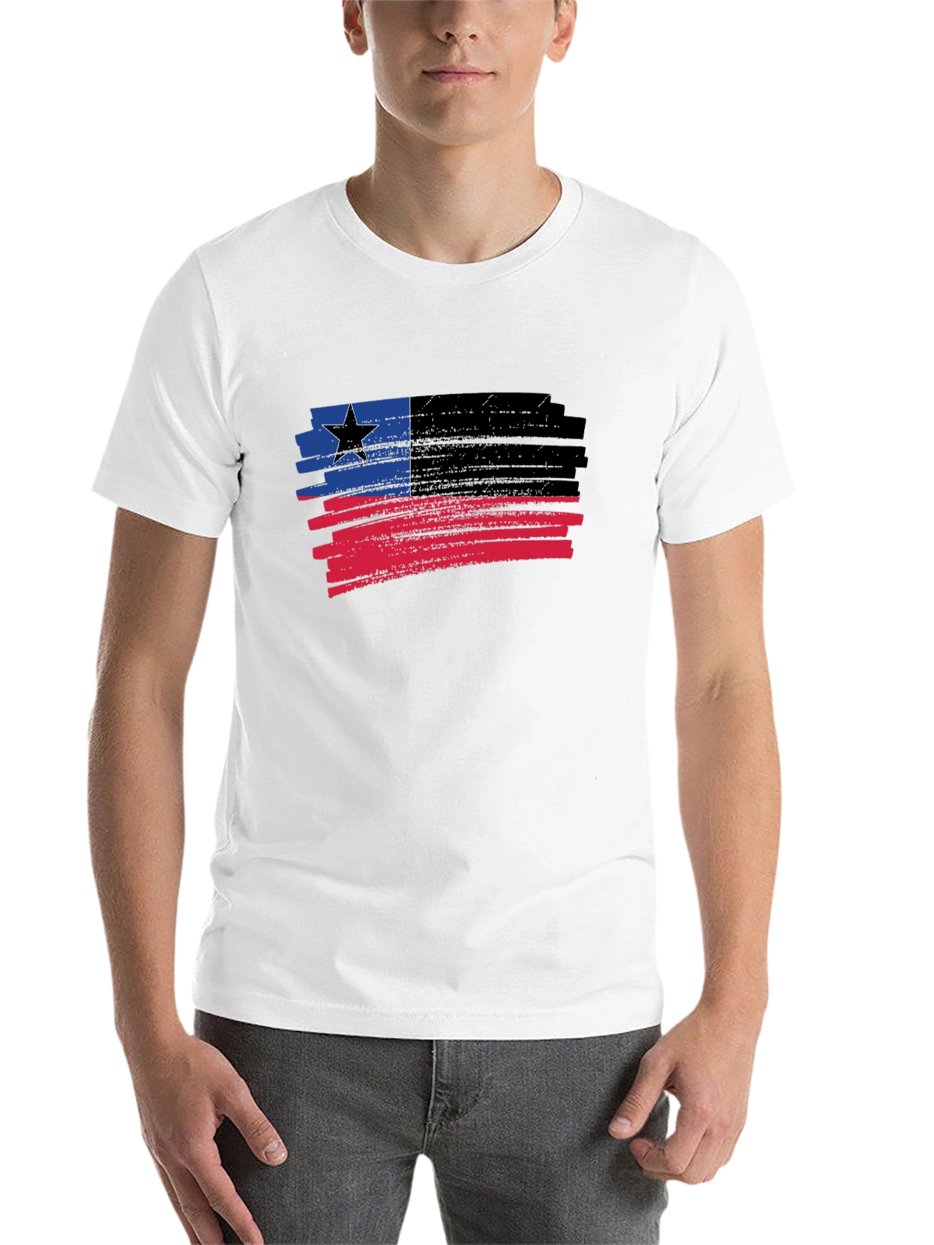 Black Distressed Grunge Flag T-Shirt - Black view 14