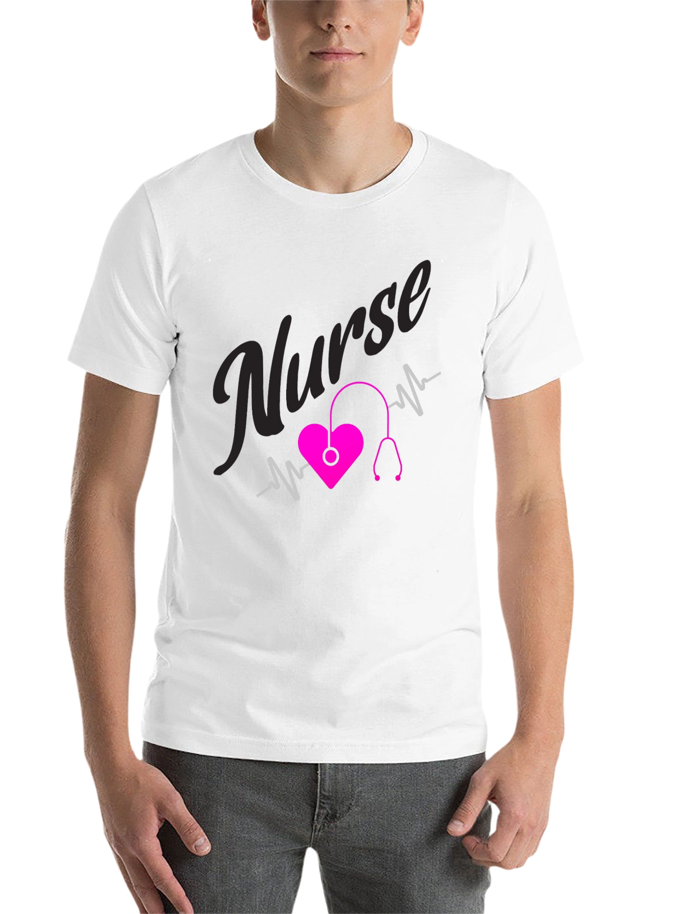 Black Nurse Heartbeat T-Shirt - Medical Professional Tee view 14