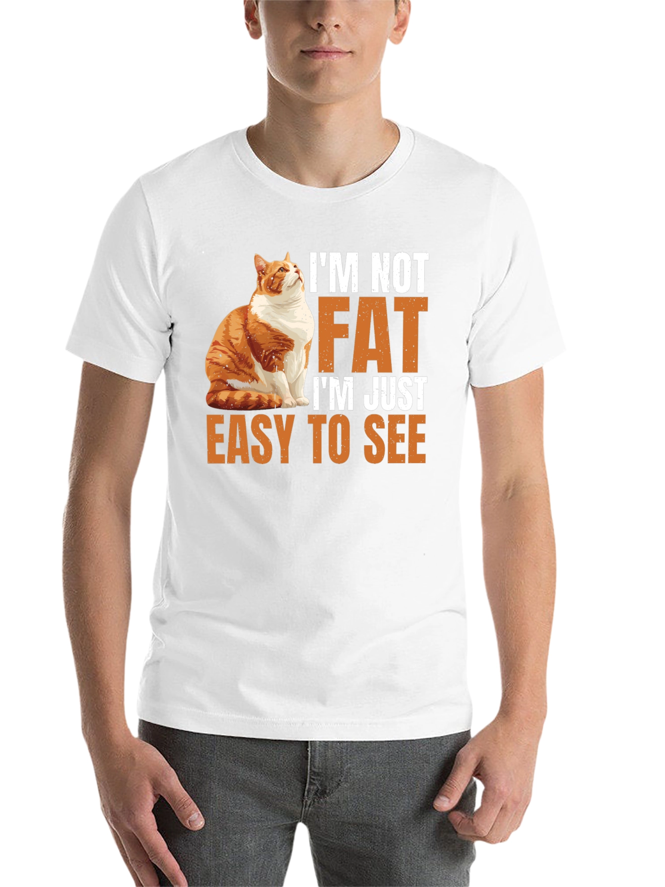 Black I'm Not Fat T-Shirt - Easy to See Funny Cat Tee view 14
