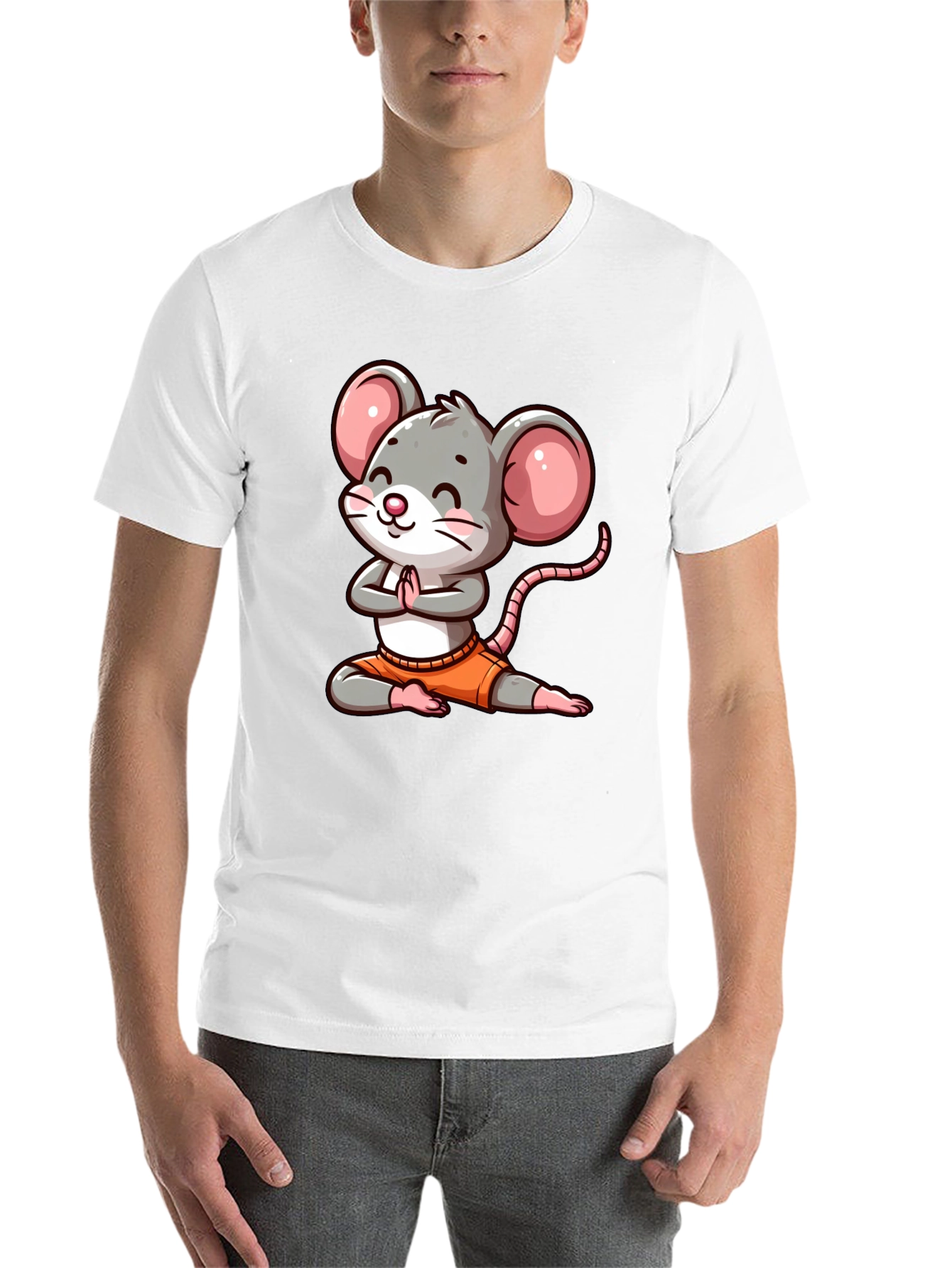 Black Yoga Mouse Graphic Tee - Funny Cartoon Design view 14
