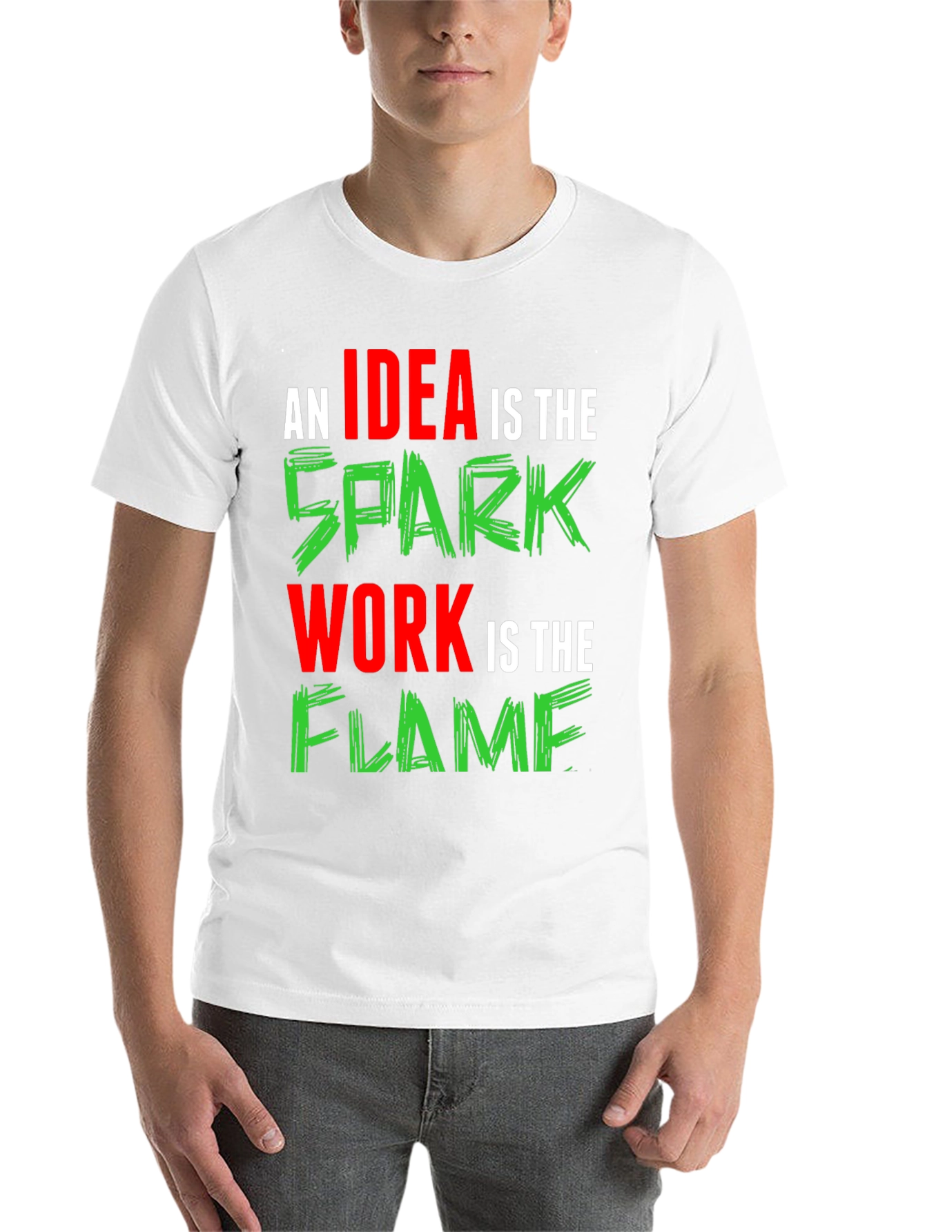 Black Idea Spark Flame Graphic Tee - Black Cotton T-Shirt view 14