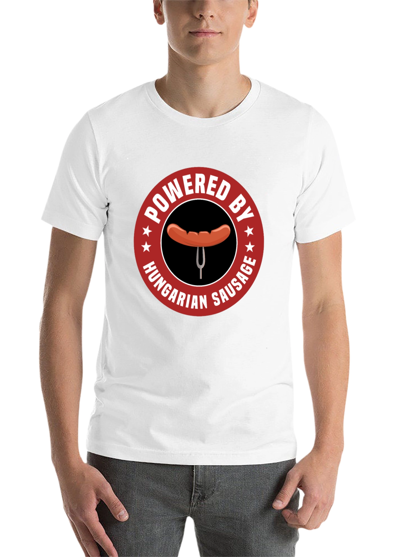 Black Hungarian Sausage T-Shirt - Powered by Funny Tee view 14