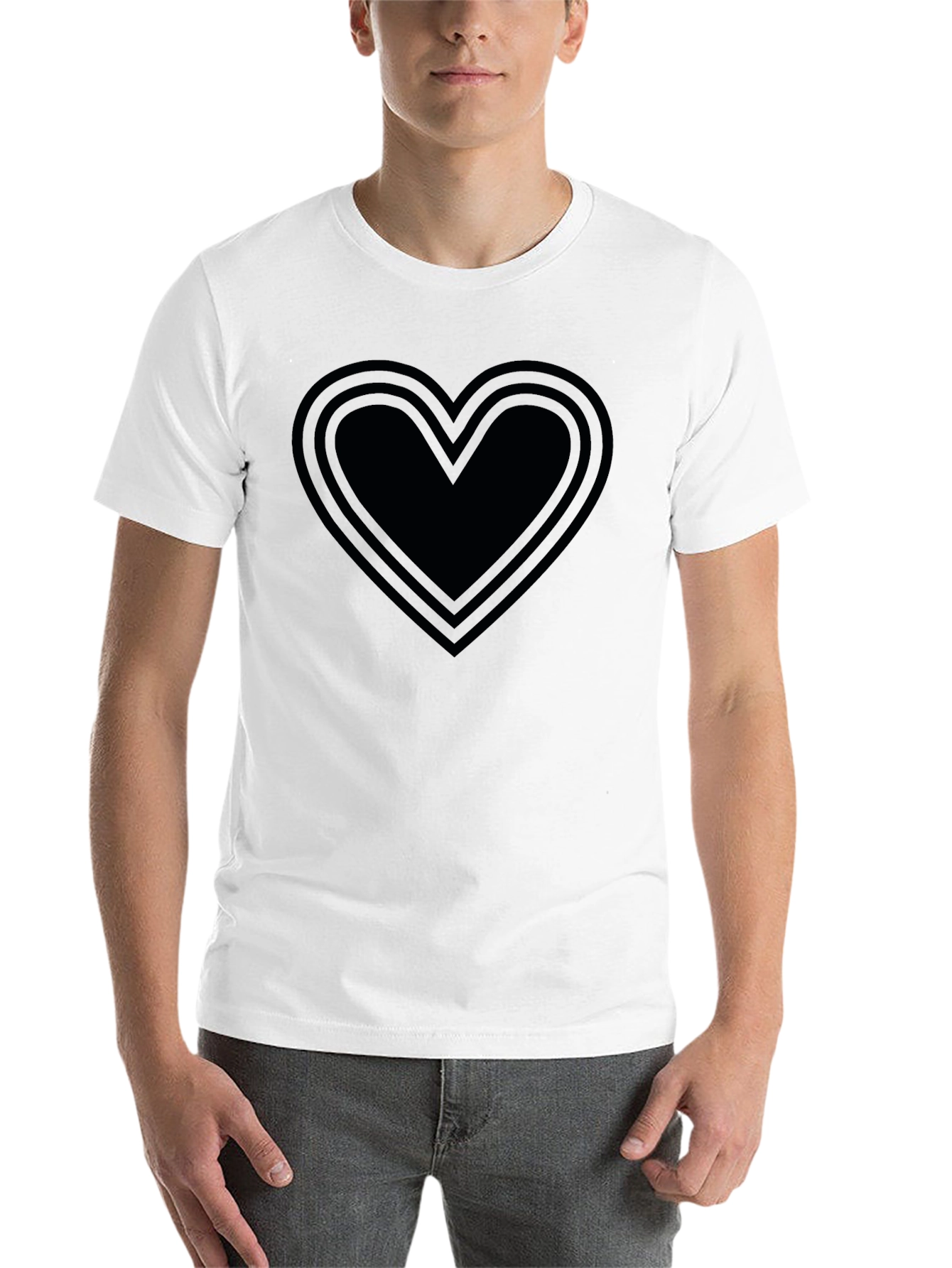 Black Black Heart Outline Graphic T-Shirt view 14