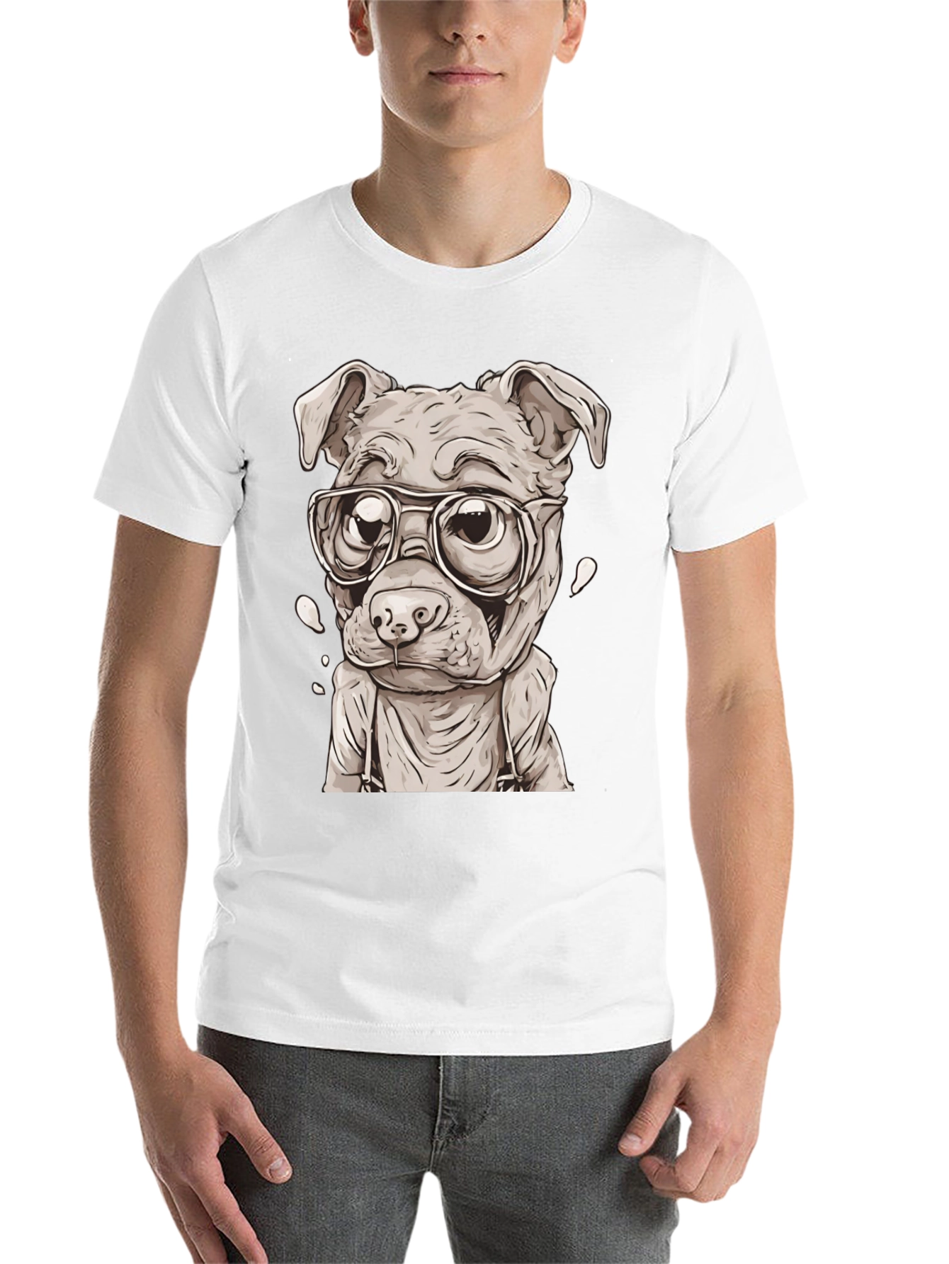Black Hipster Dog T-Shirt - Cute Animal Graphic Tee view 14