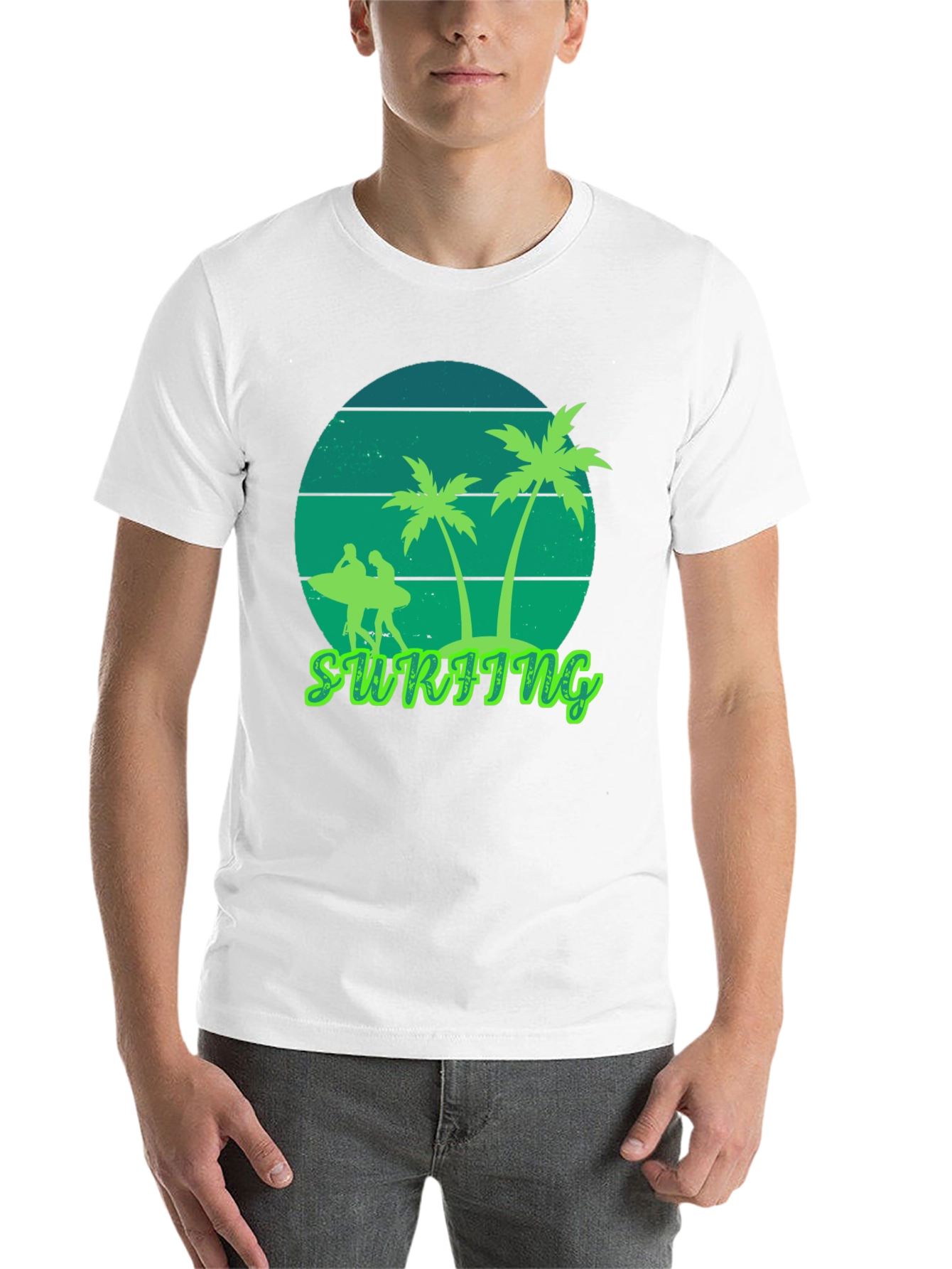 Black Surfing Vibes T-Shirt - Palm Tree Graphic Tee view 14