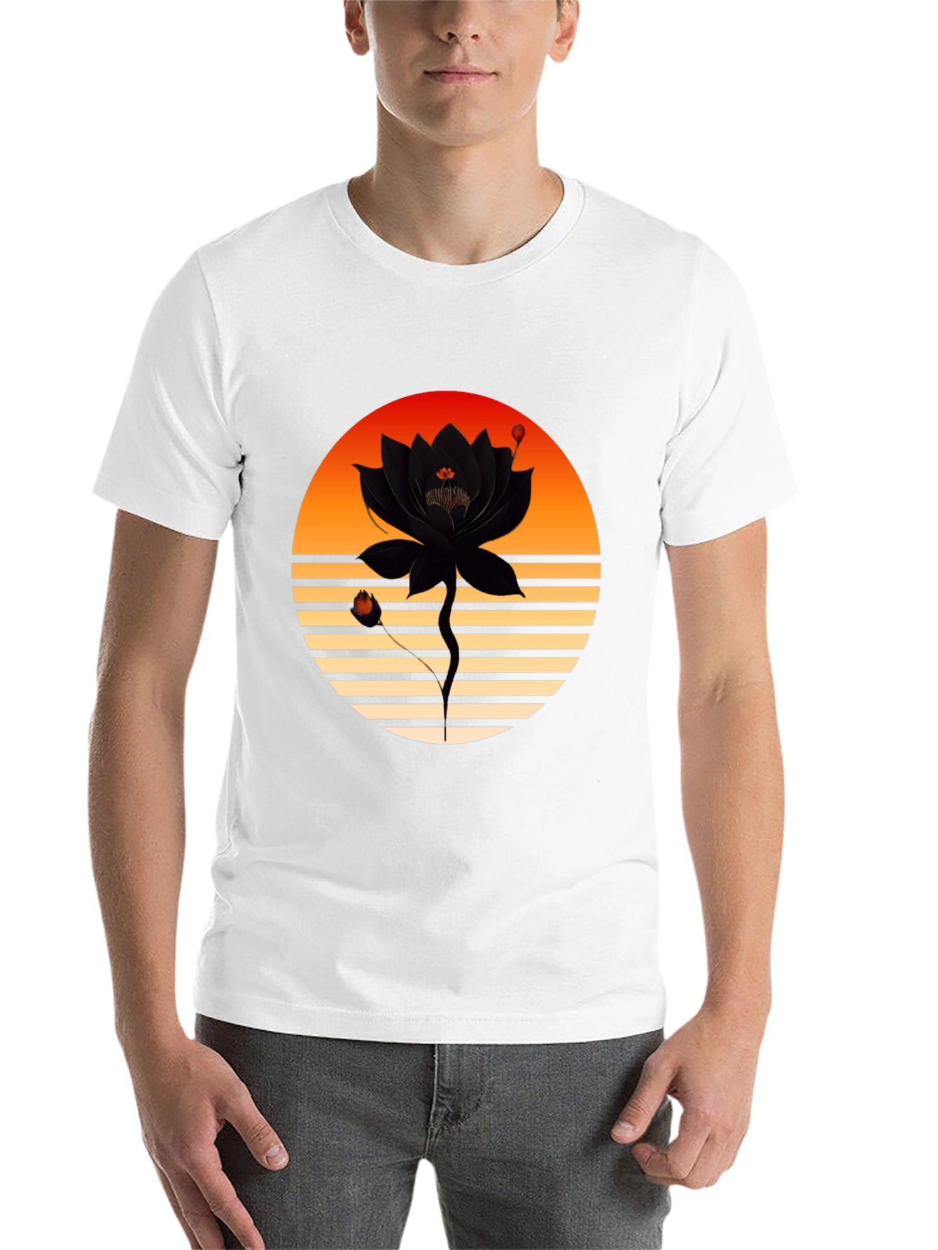 Black Sunset Lotus Graphic Tee view 14