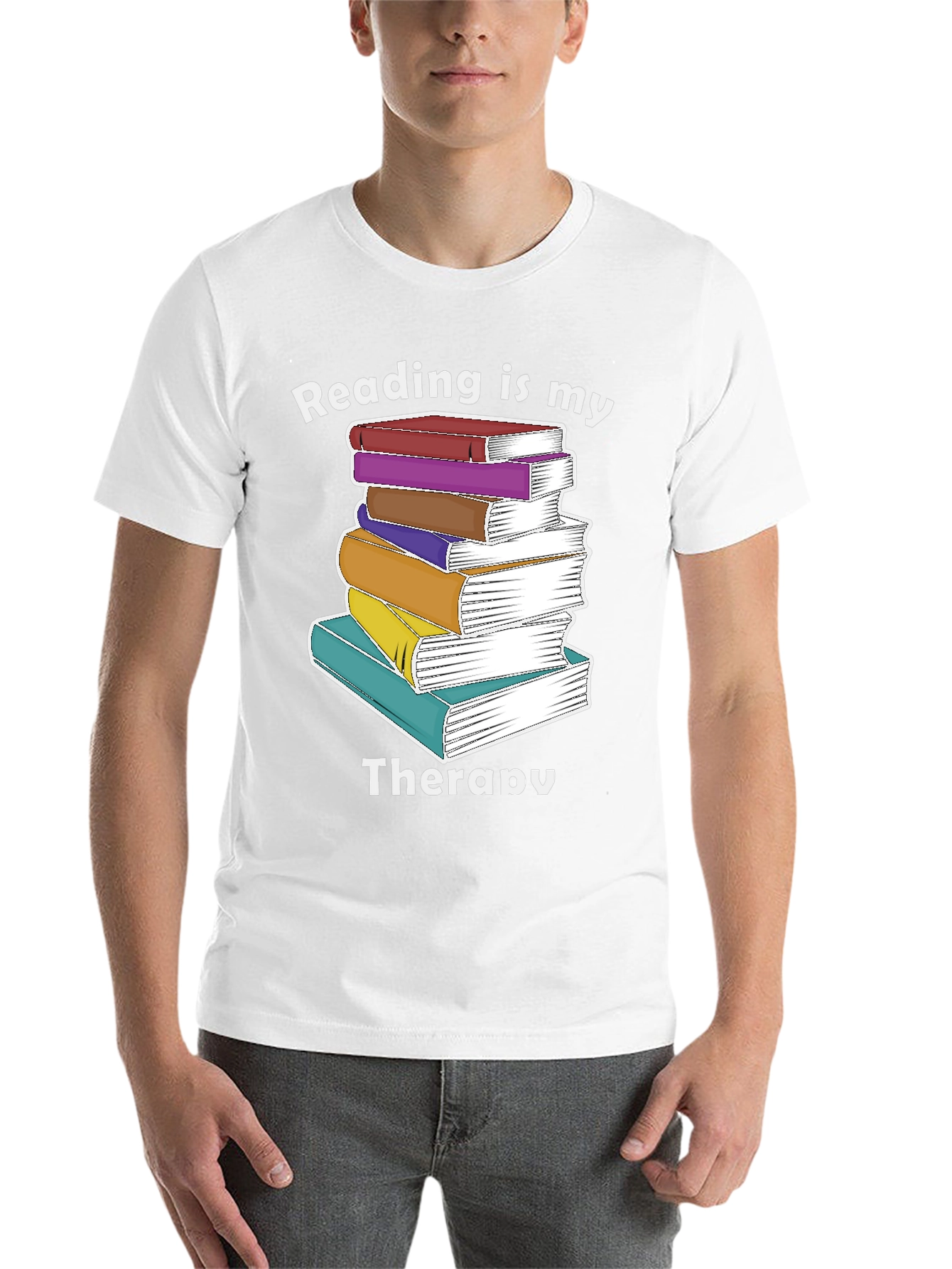 Black Reading Is My Therapy T-Shirt view 14