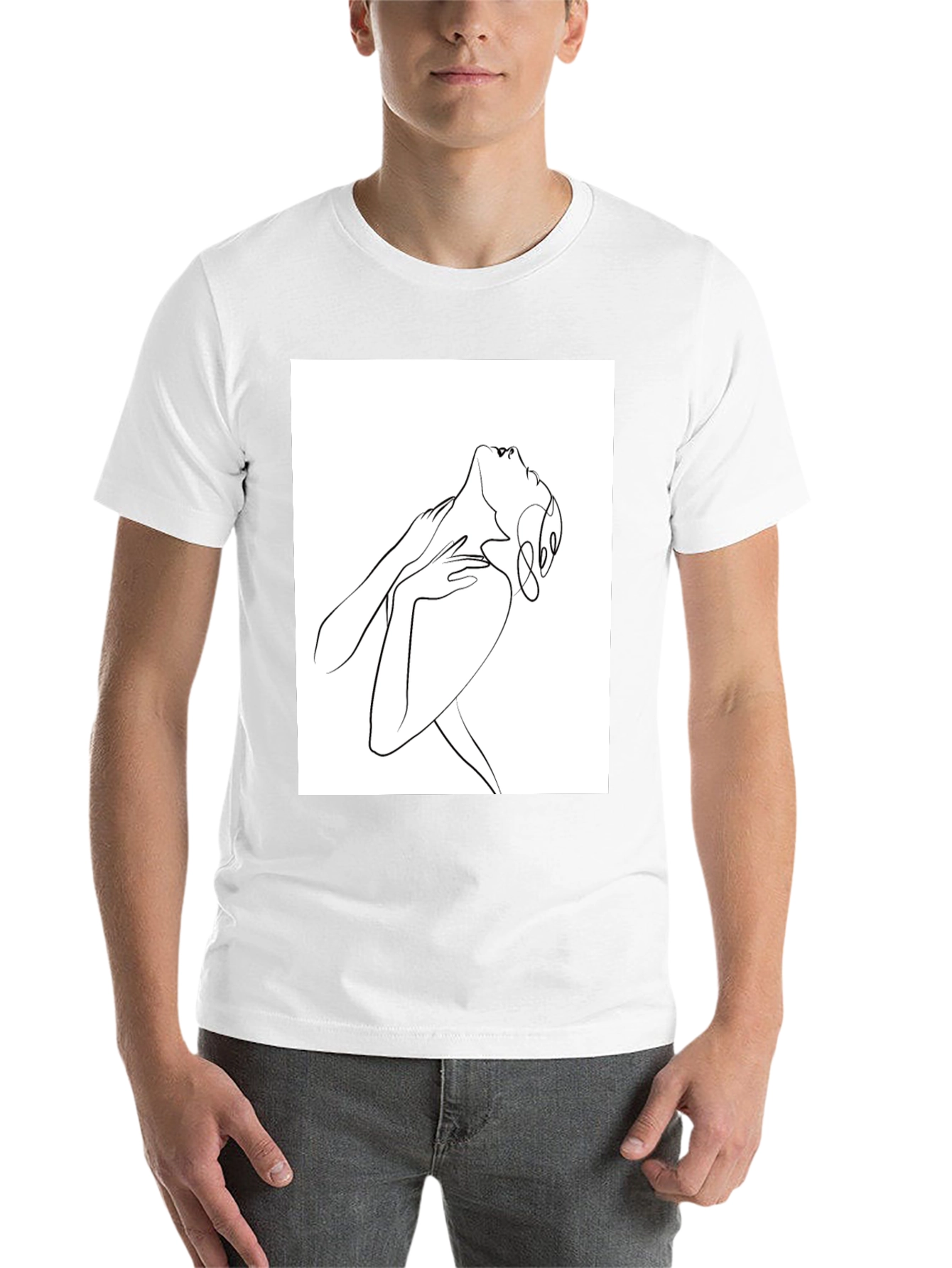 Black Abstract Line Art Graphic Tee - Unisex Black T-Shirt view 14