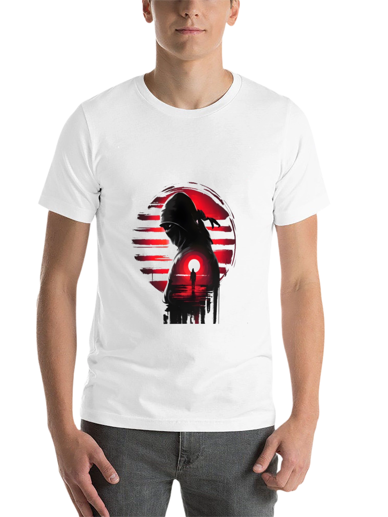 Black Ninja Sunset Graphic Tee - Cool Graphic T-Shirt view 14