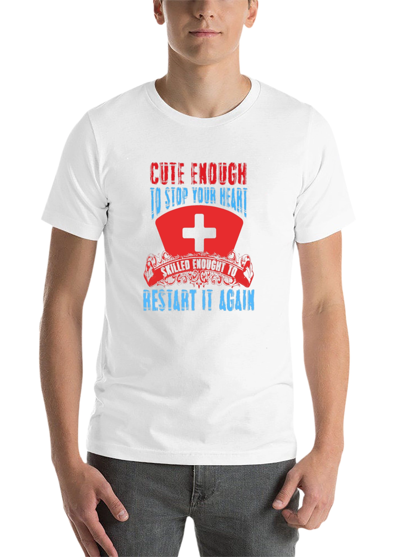 Black Cute Enough Nurse T-Shirt - Stop & Restart Your Heart view 14