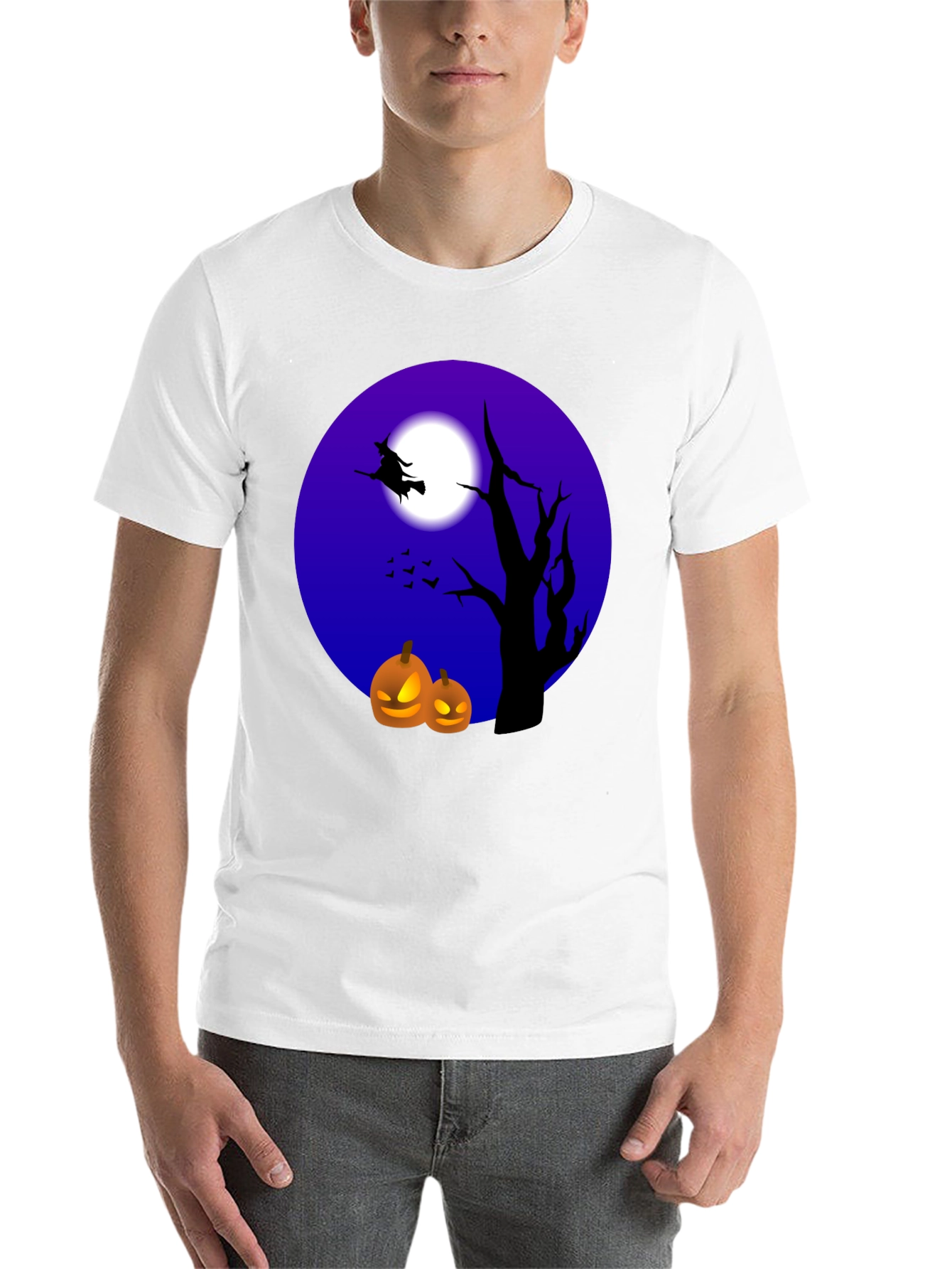 Black Halloween Witch and Pumpkin T-Shirt view 14