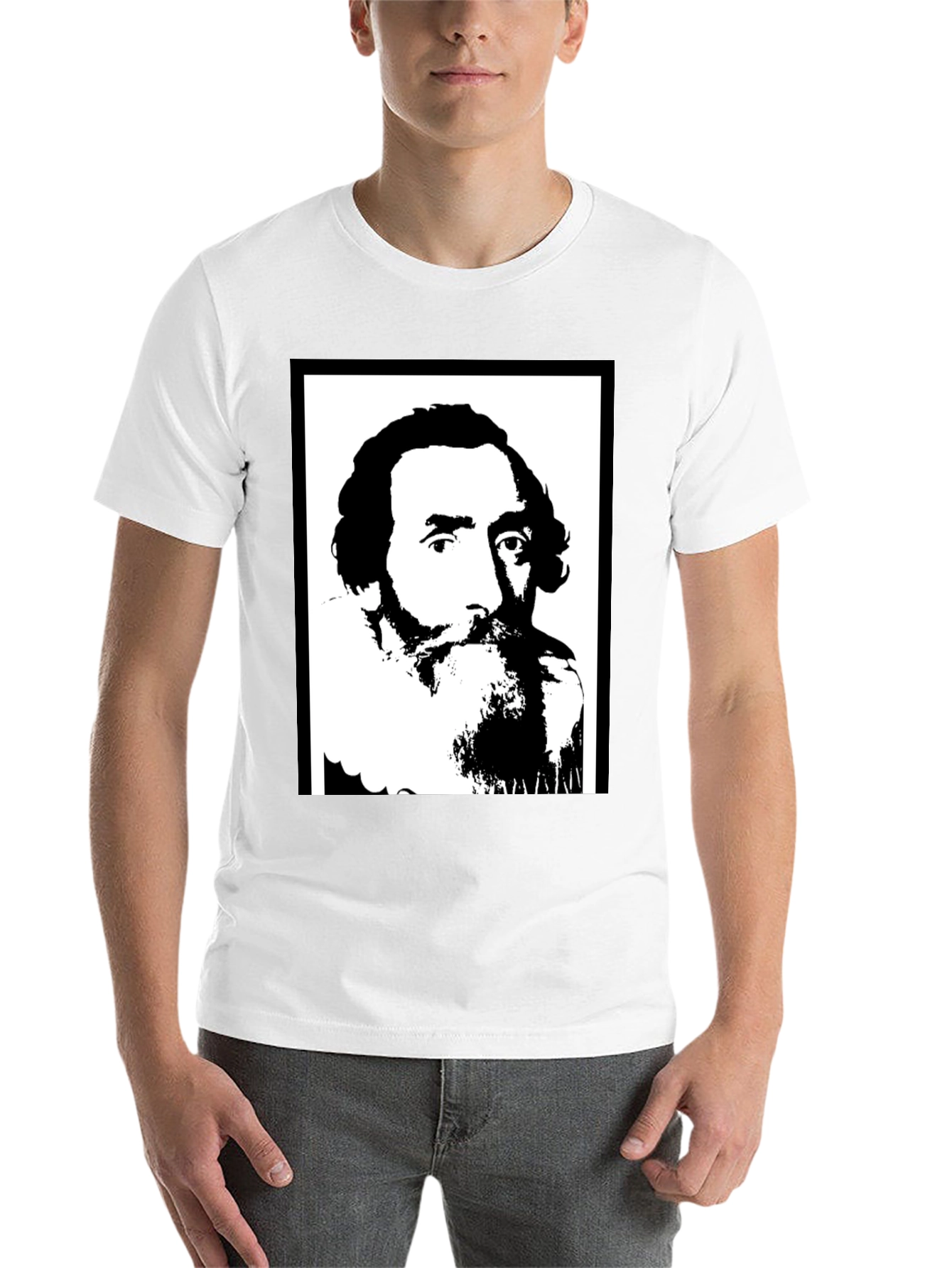 Black Vintage Portrait Graphic Black T-Shirt view 14