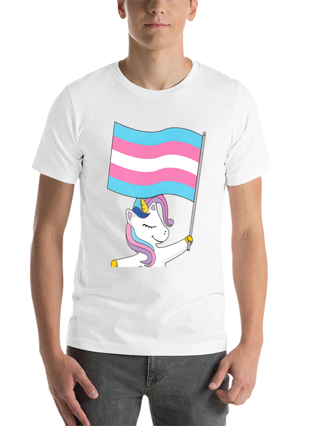 Black Transgender Unicorn Flag T-Shirt view 14