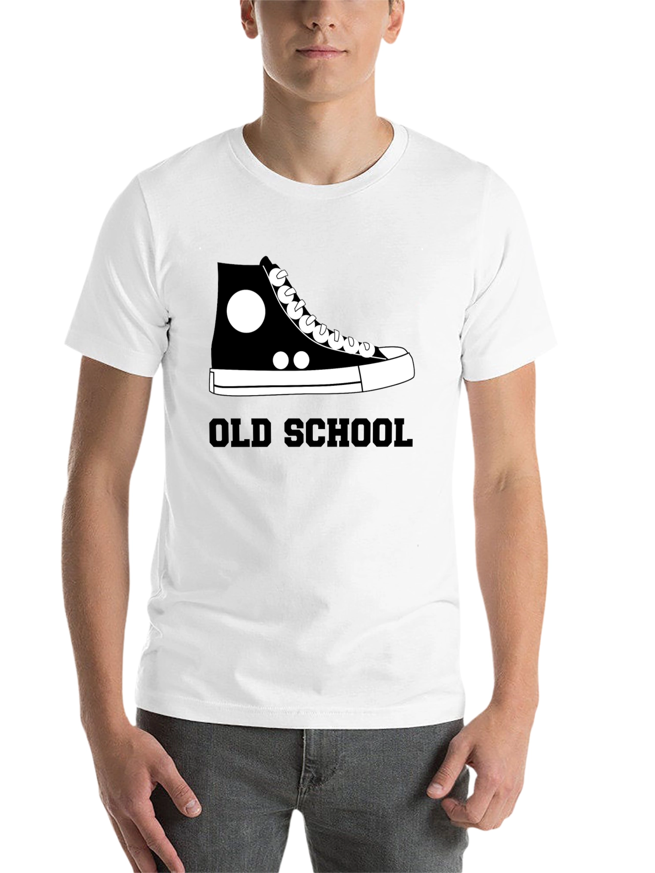 Black Old School High Top Sneaker Graphic T-Shirt view 14