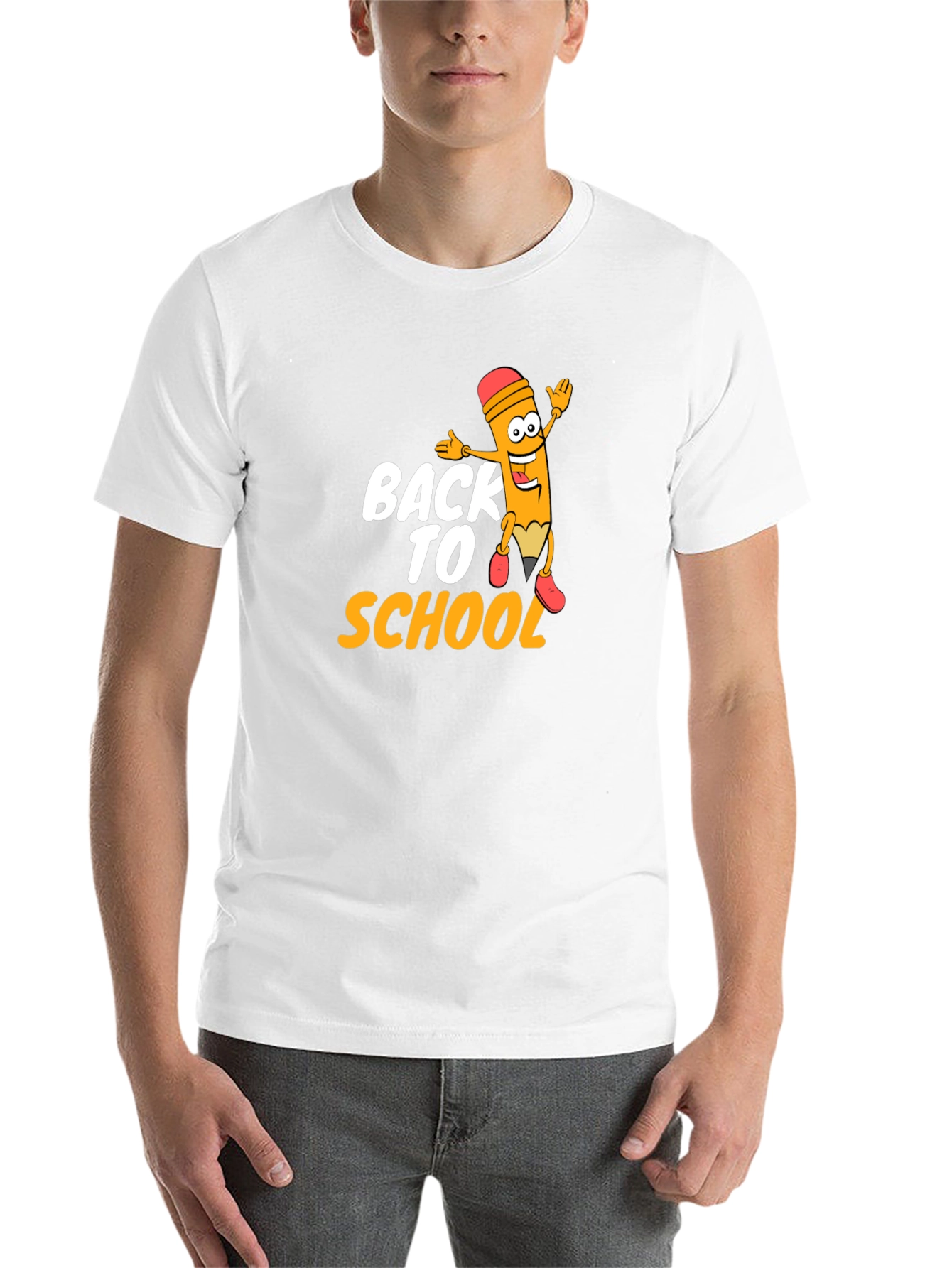 Black Back to School Pencil Cartoon Graphic T-Shirt view 14