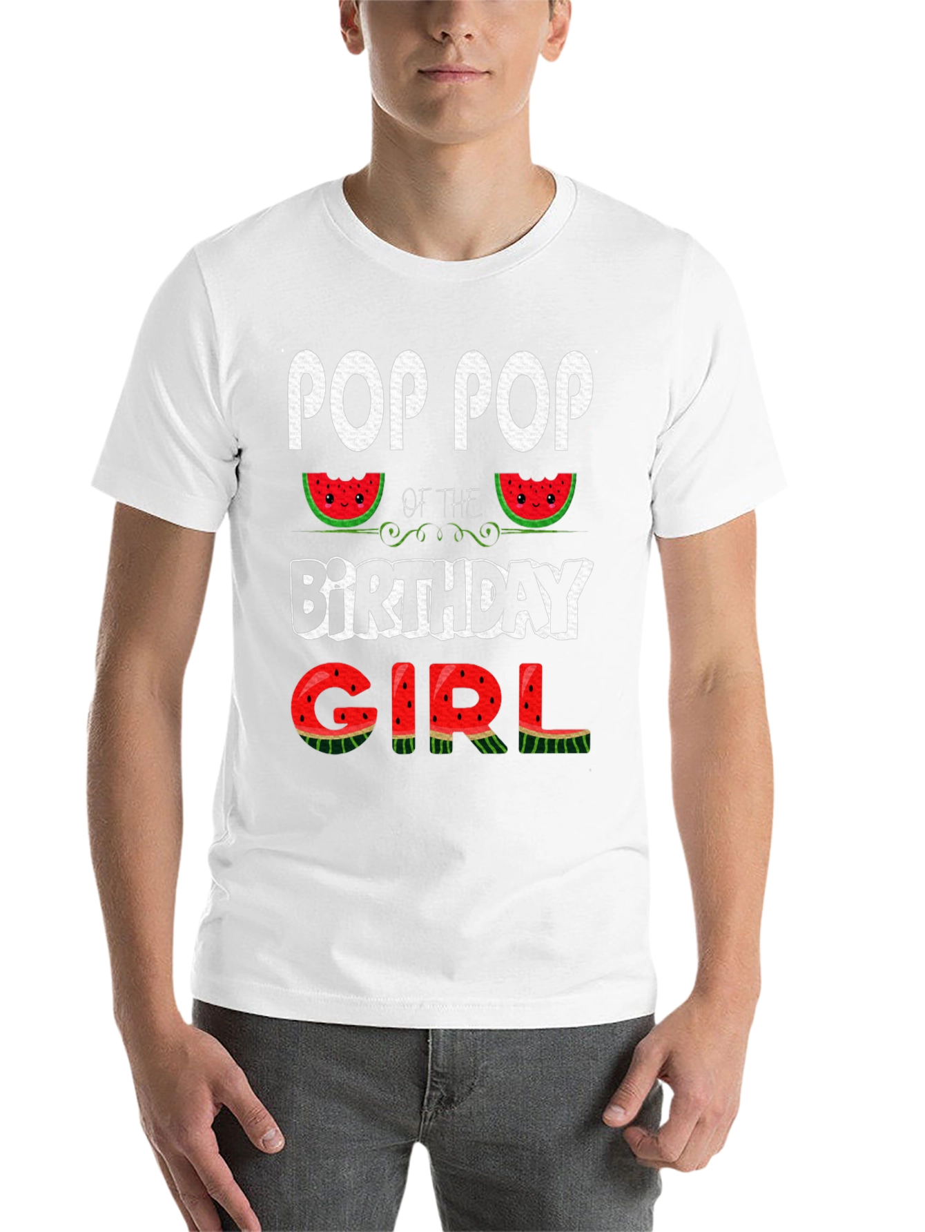 Black Pop Pop of the Birthday Girl Watermelon T-Shirt view 14