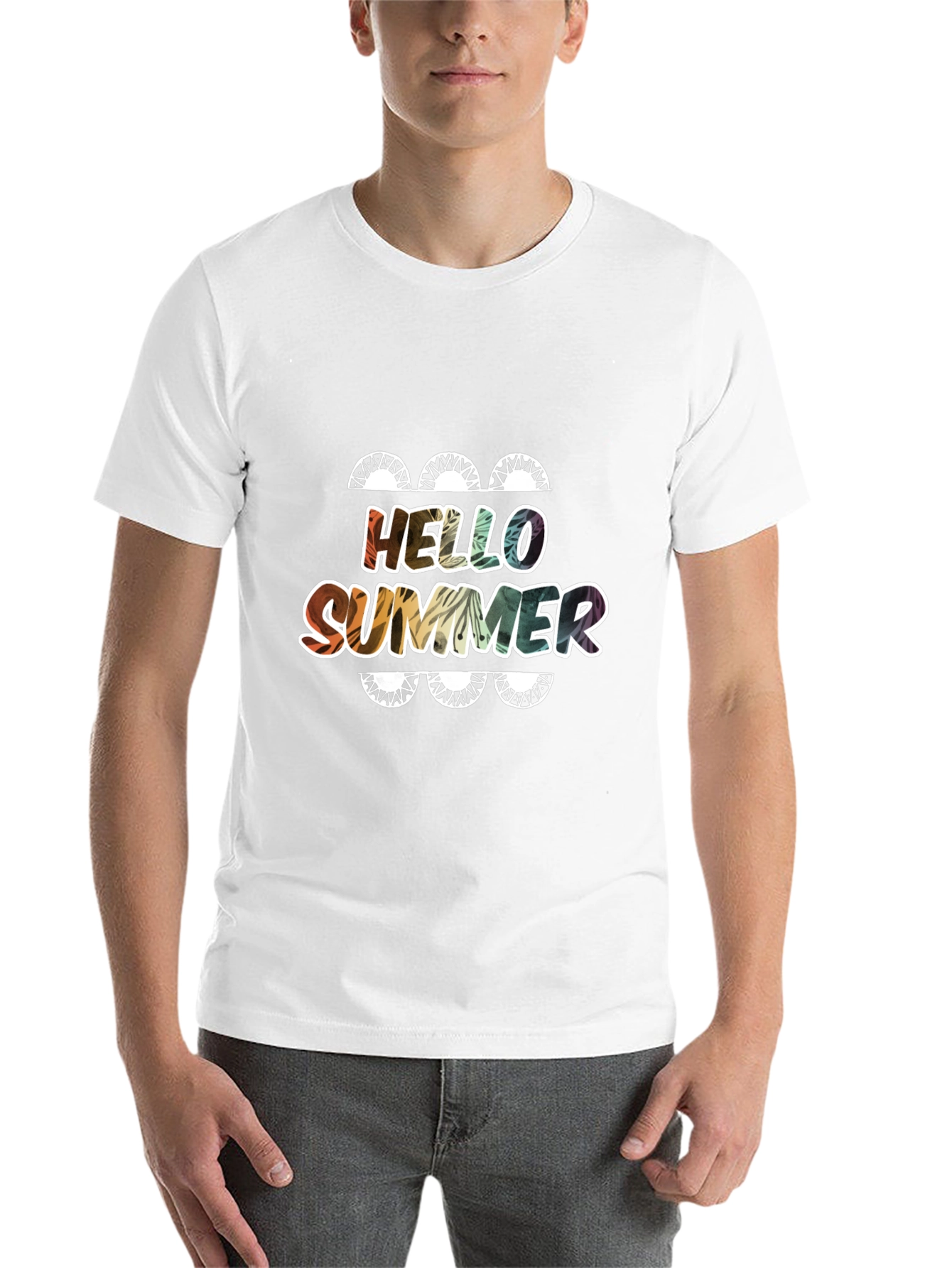 Black Hello Summer Graphic T-Shirt - Cool, Fun Design view 14