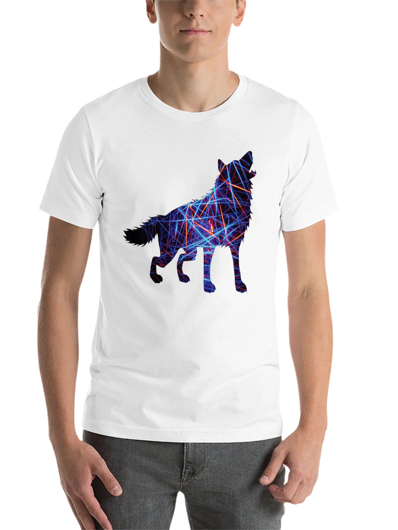Black Abstract Wolf Graphic Tee - Black view 14