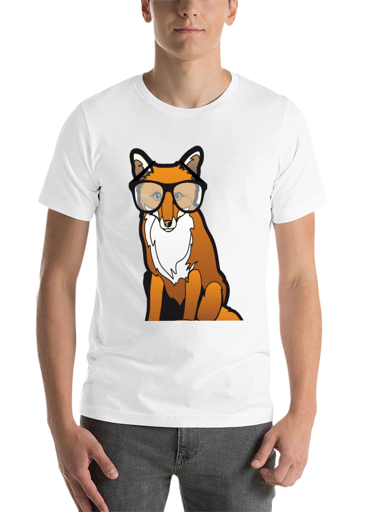 Black Fox with Glasses Graphic T-Shirt view 14