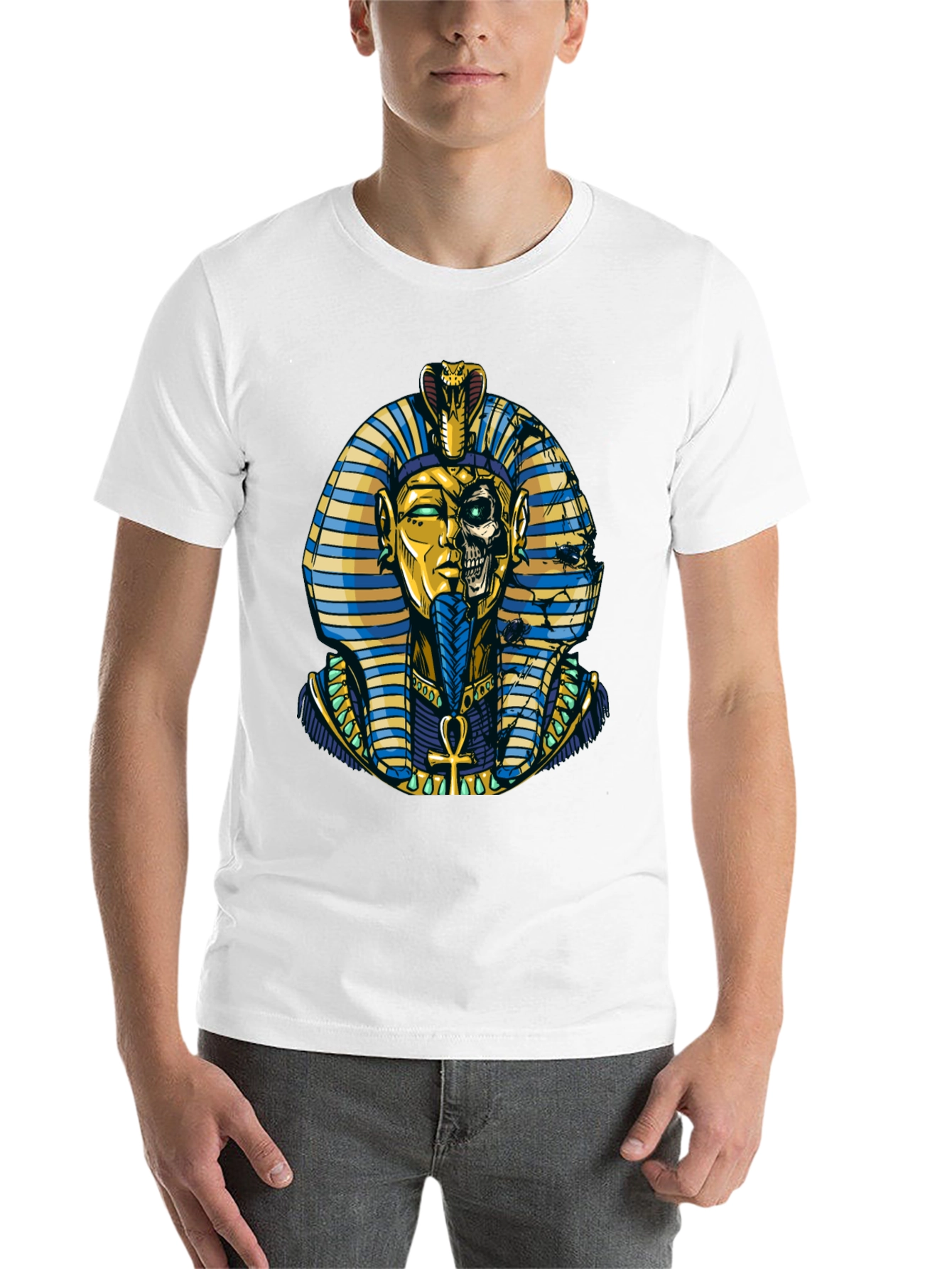 Black Pharaoh Skull Graphic Print Tee view 14