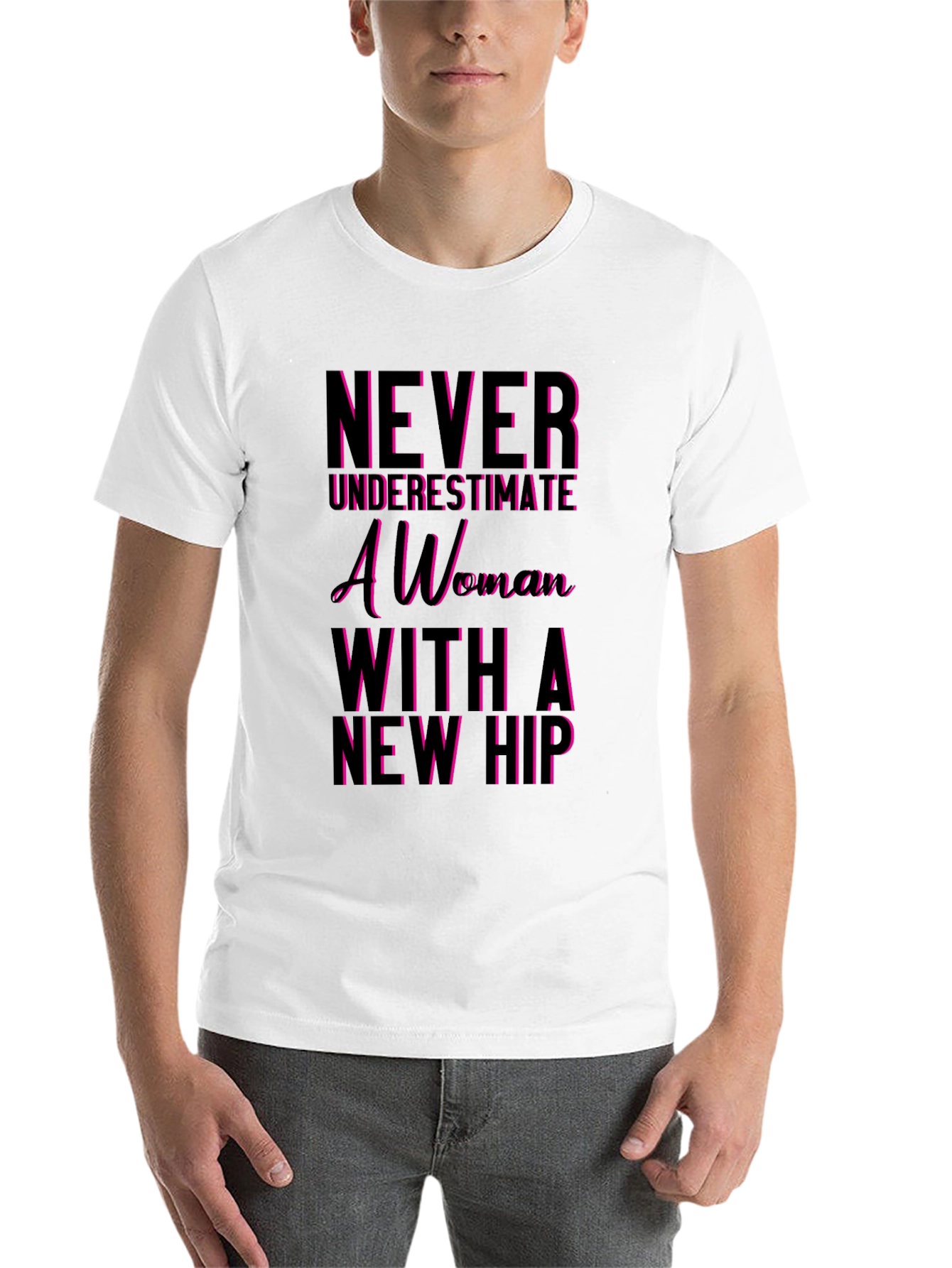 Black Never Underestimate a Woman T-Shirt - Funny Hip Replacement Tee view 14