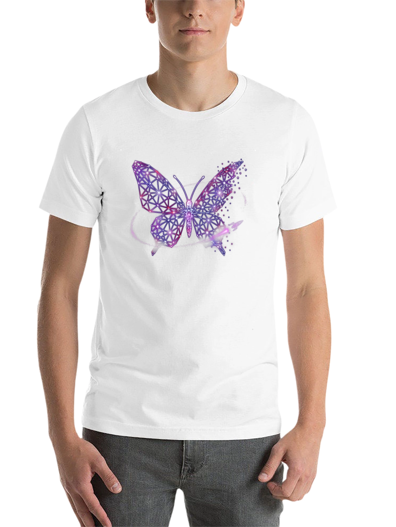 Black Geometric Butterfly Graphic Tee - Stylish Black T-Shirt view 14