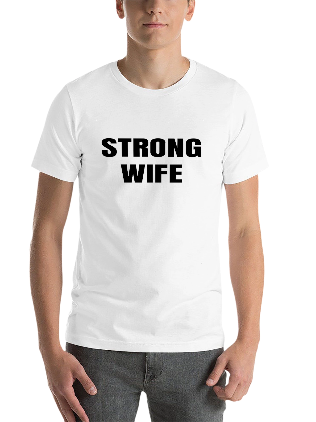 Black Strong Wife T-Shirt - Black Crew Neck Tee view 14