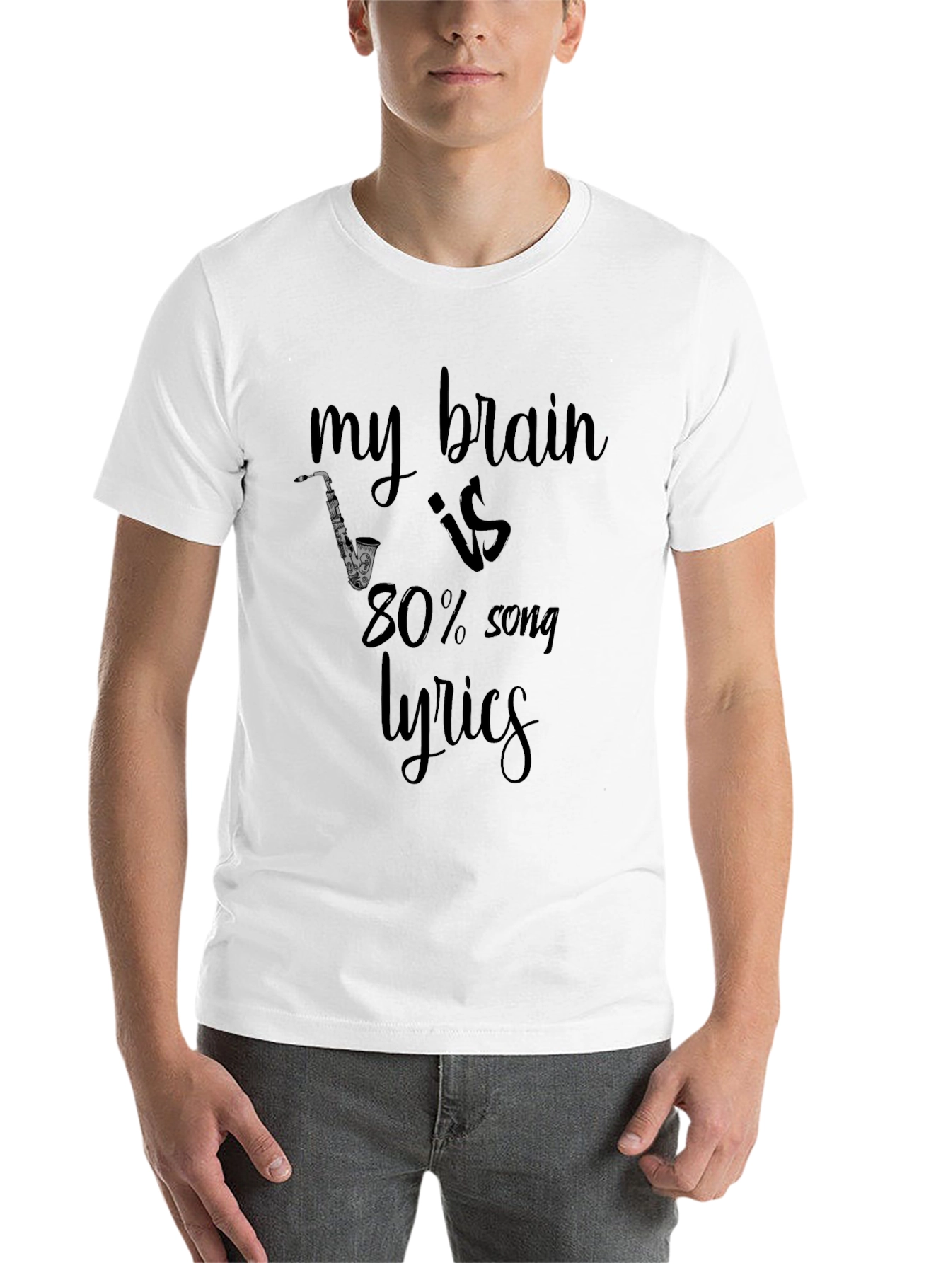 Black My Brain Is 80% Song Lyrics Black T-Shirt view 14