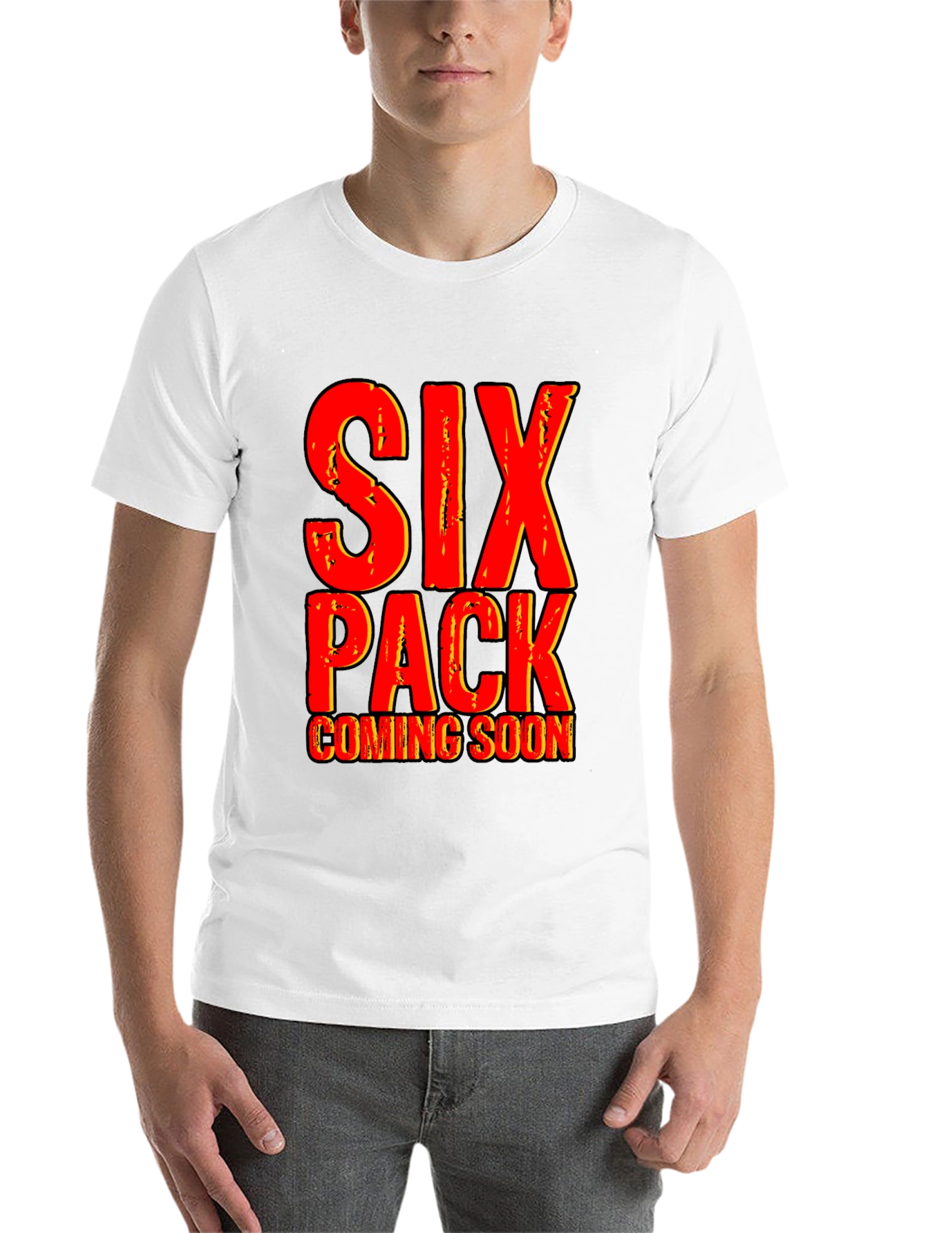 Black Six Pack Coming Soon Funny Graphic Tee view 14