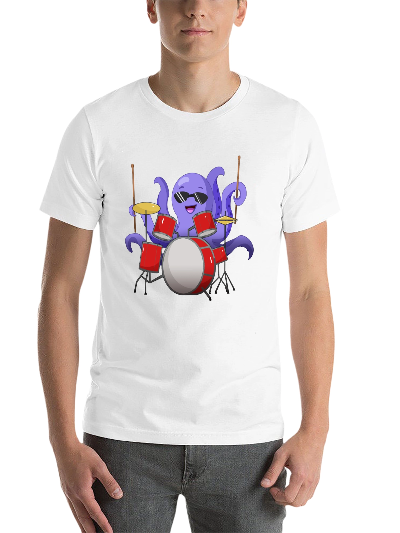 Black Octopus Drummer Graphic Tee - Unique Design view 14