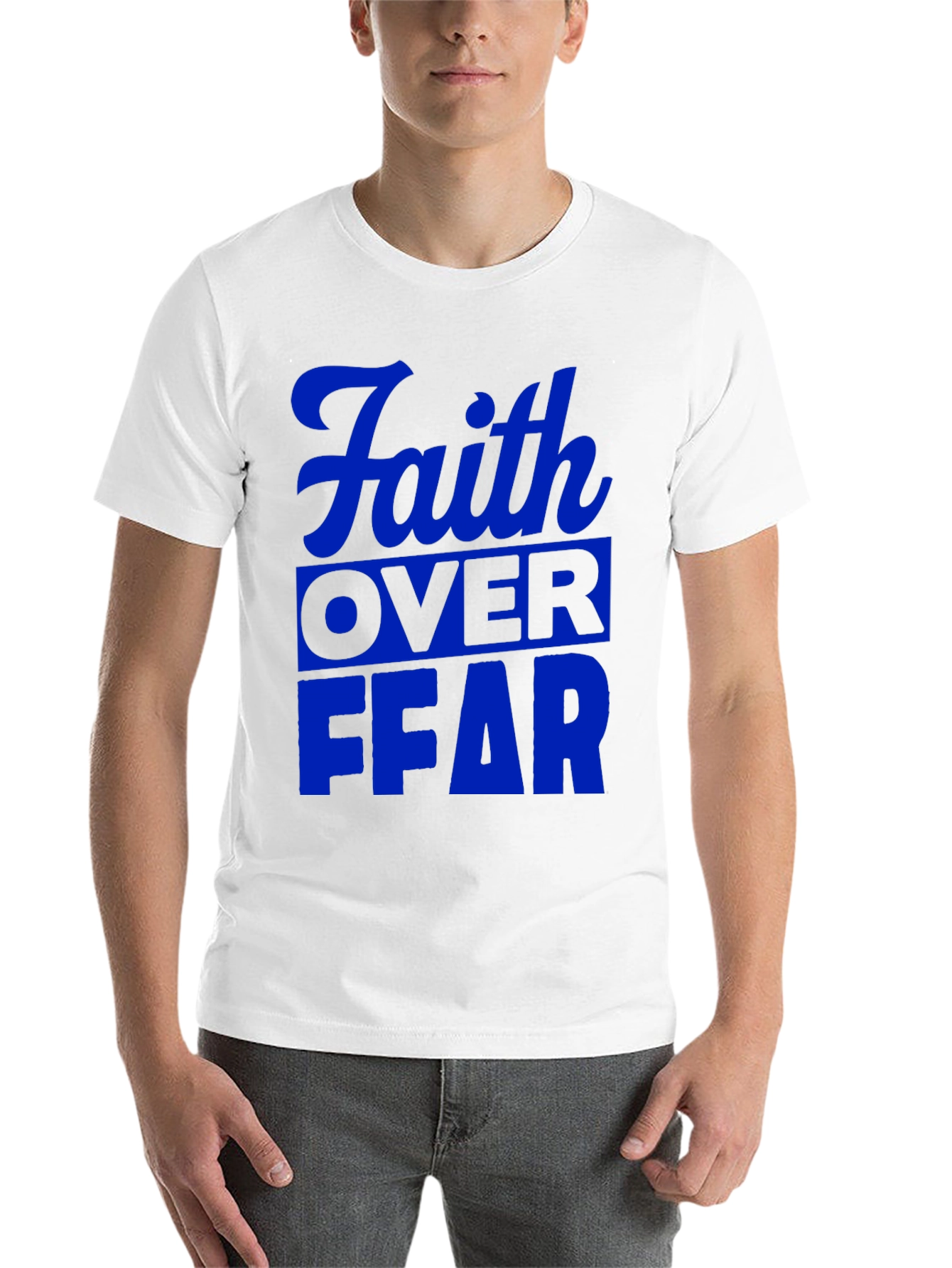 Black Faith Over Fear Graphic T-Shirt - Blue Print view 14