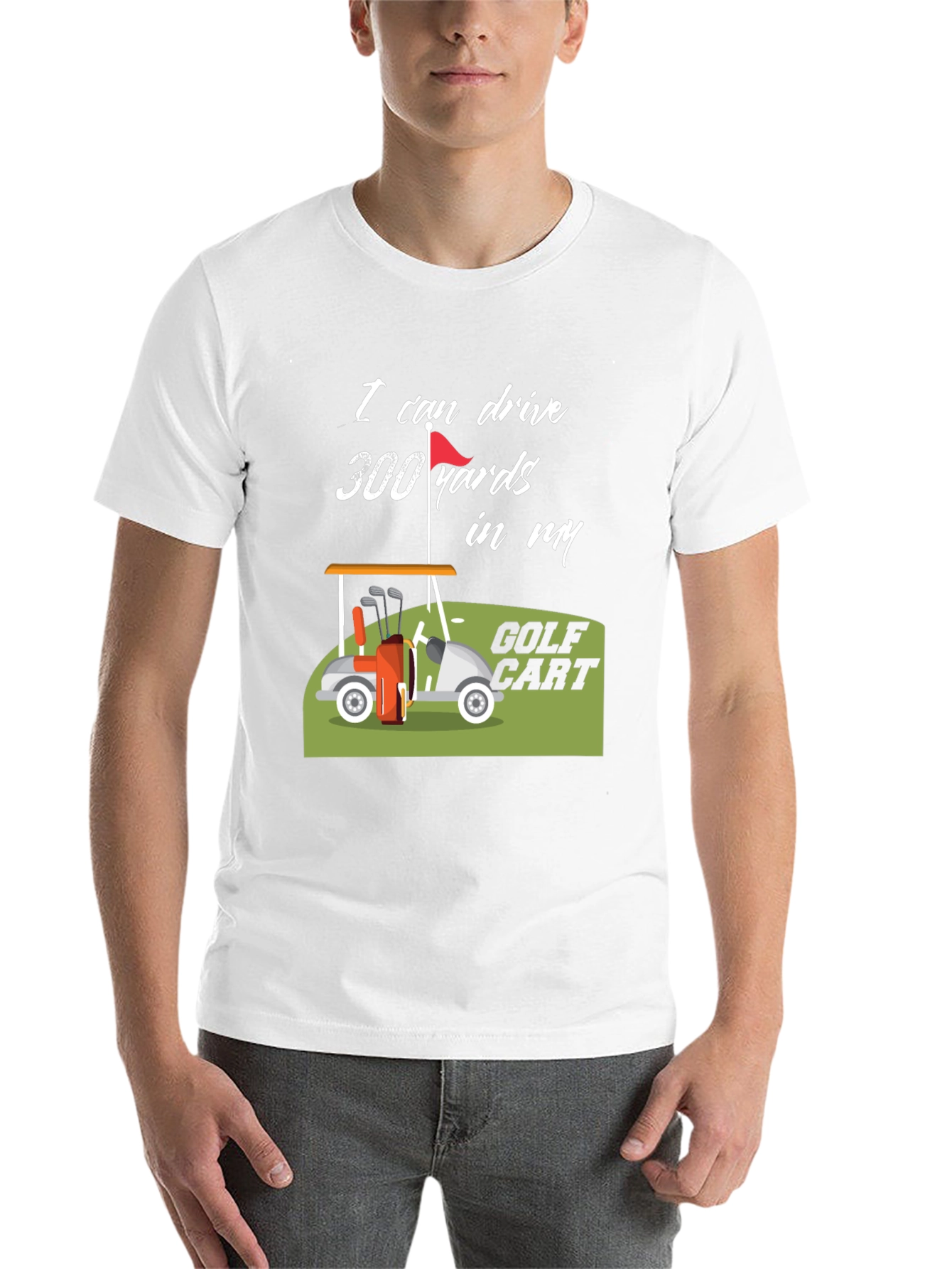 Black Golf Cart 300 Yards Funny T-Shirt view 14