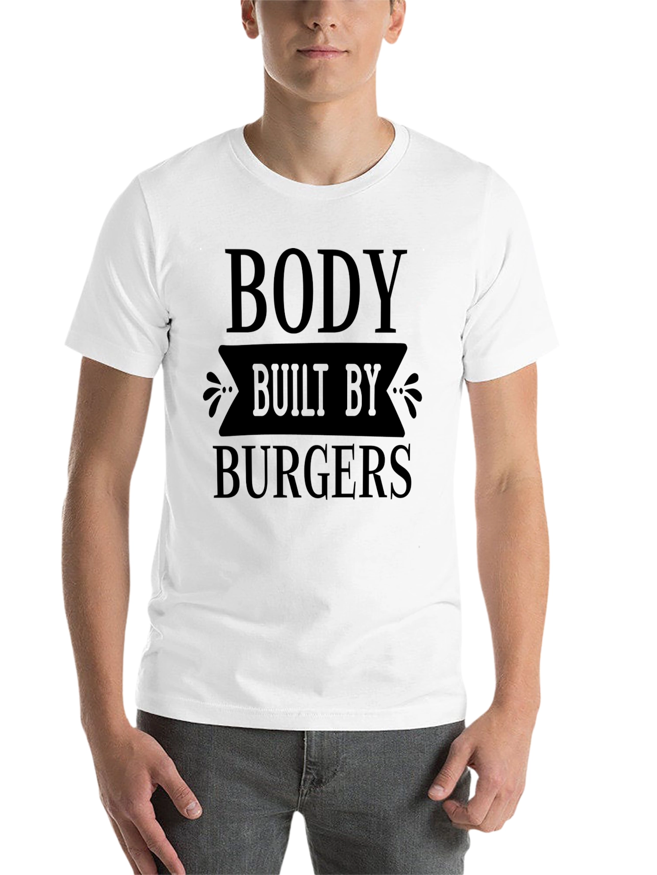 Black Body Built By Burgers Funny Graphic T-Shirt view 14