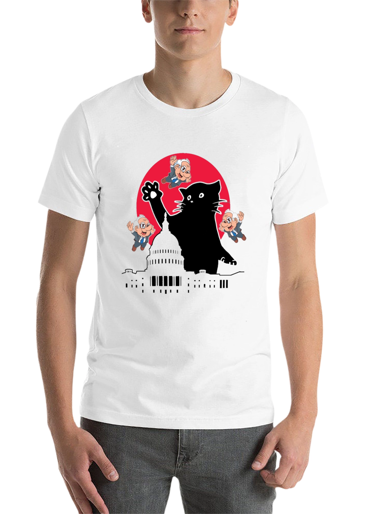 Black Kaiju Cat T-Shirt: Political Satire Tee view 14