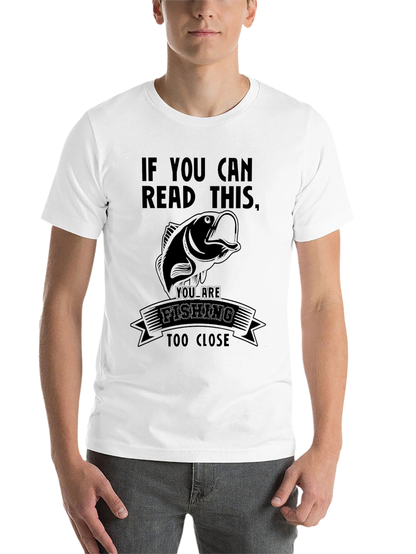 Black Fishing Humor Graphic T-Shirt - Read This Fishing Too Close Tee view 14