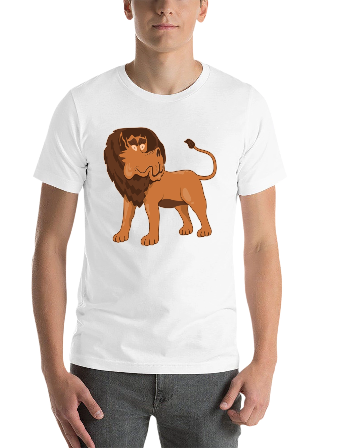 Black Cartoon Lion Graphic Tee - Black view 14