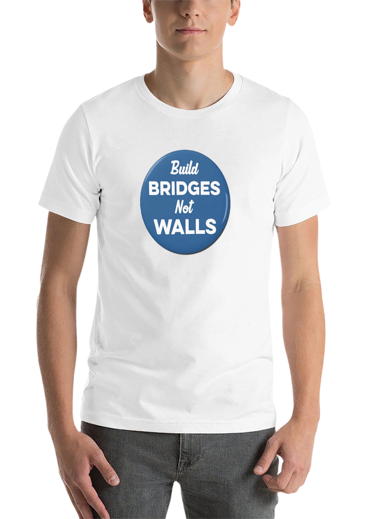 Black Build Bridges Not Walls Graphic Tee view 14