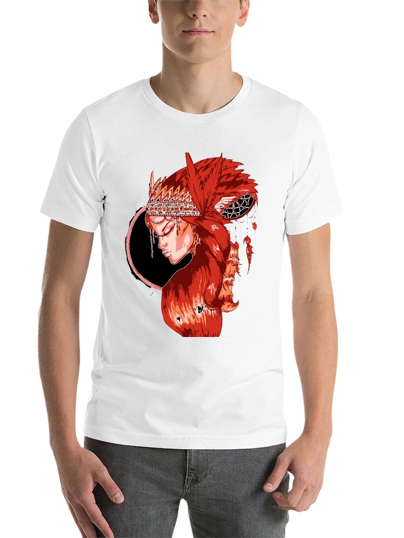 Black Red Haired Woman Graphic T-Shirt view 14