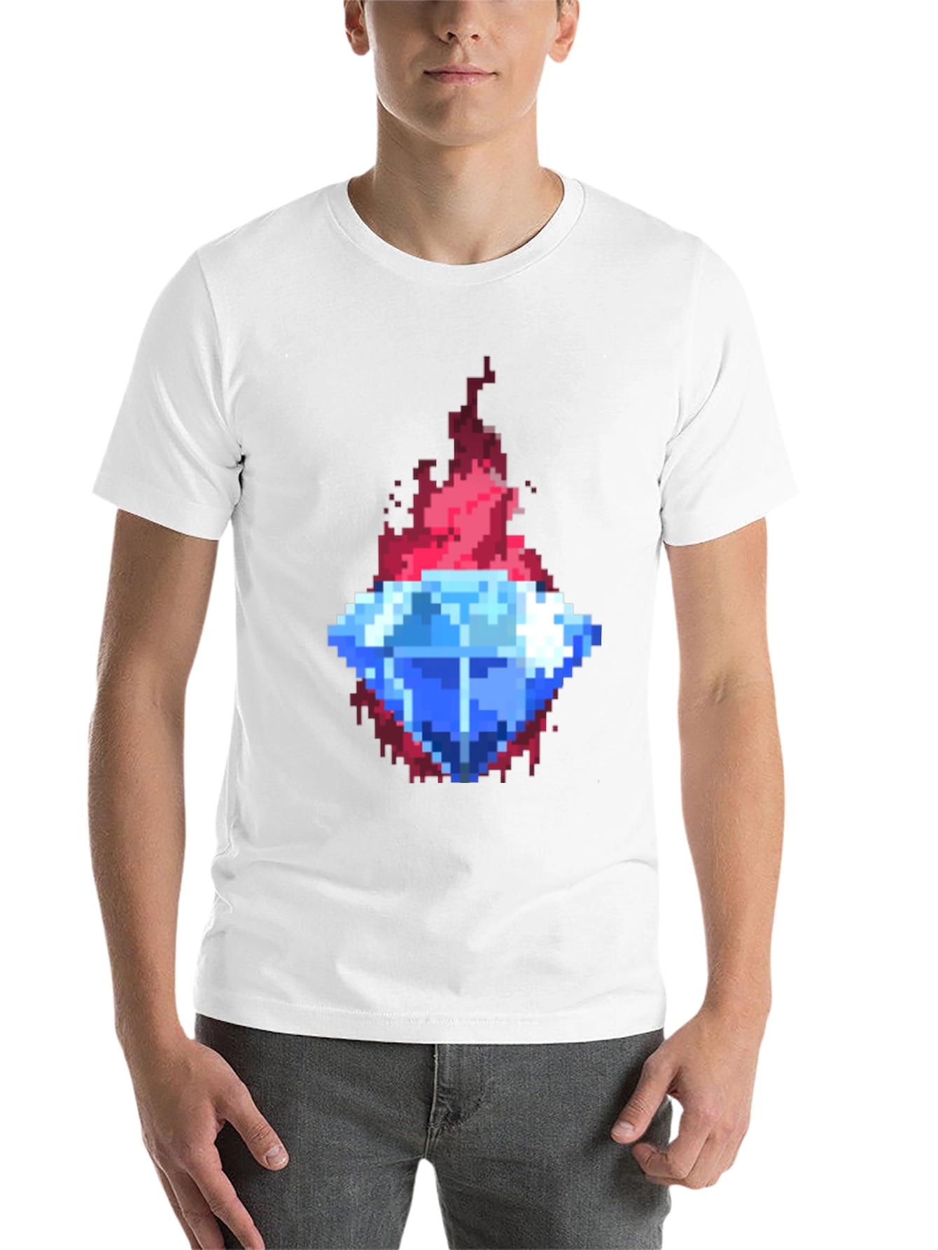 Black Pixel Art Diamond Tee - Retro Gaming Style view 14