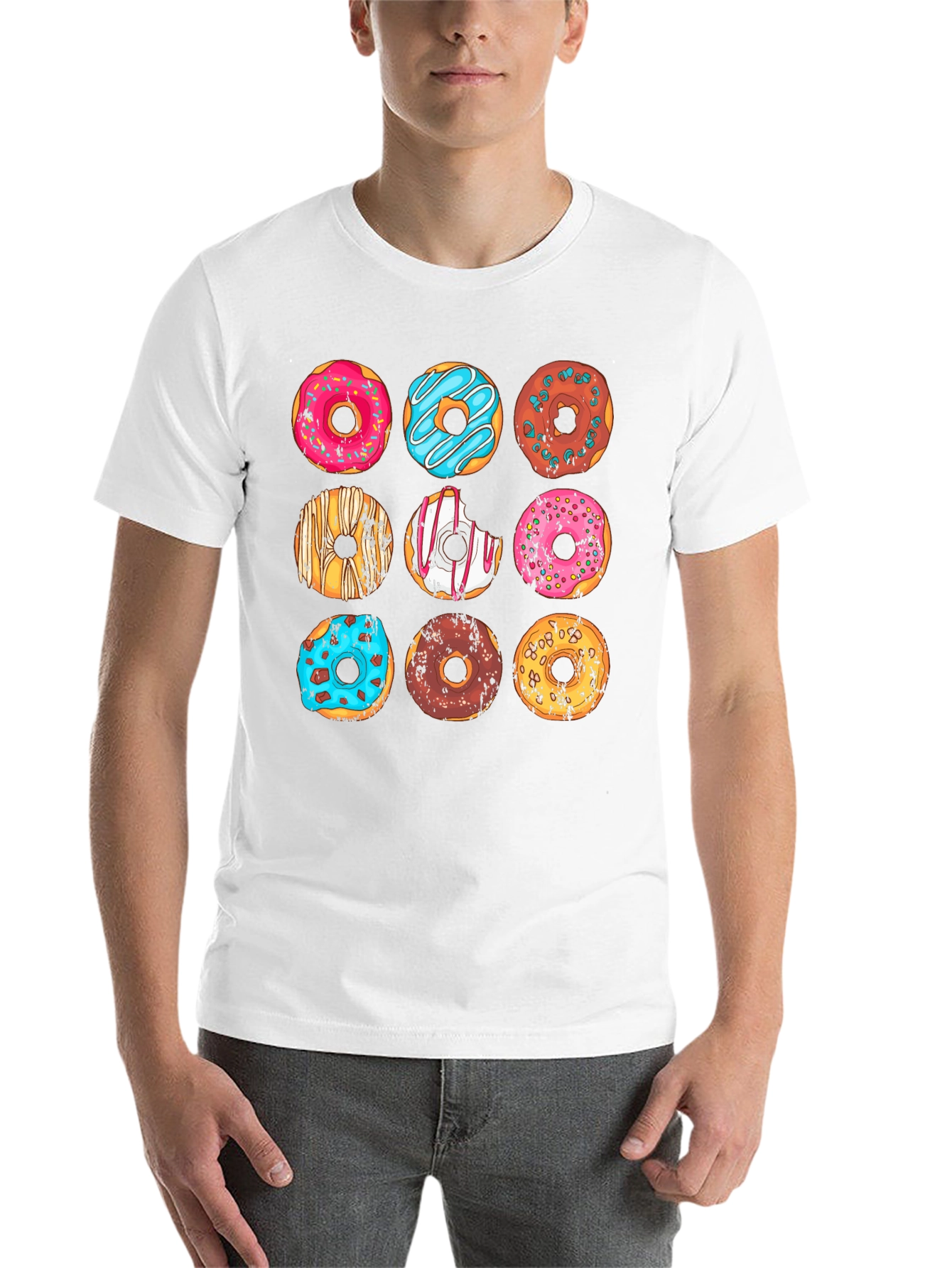 Black Donut Pattern Graphic T-Shirt - Black view 14