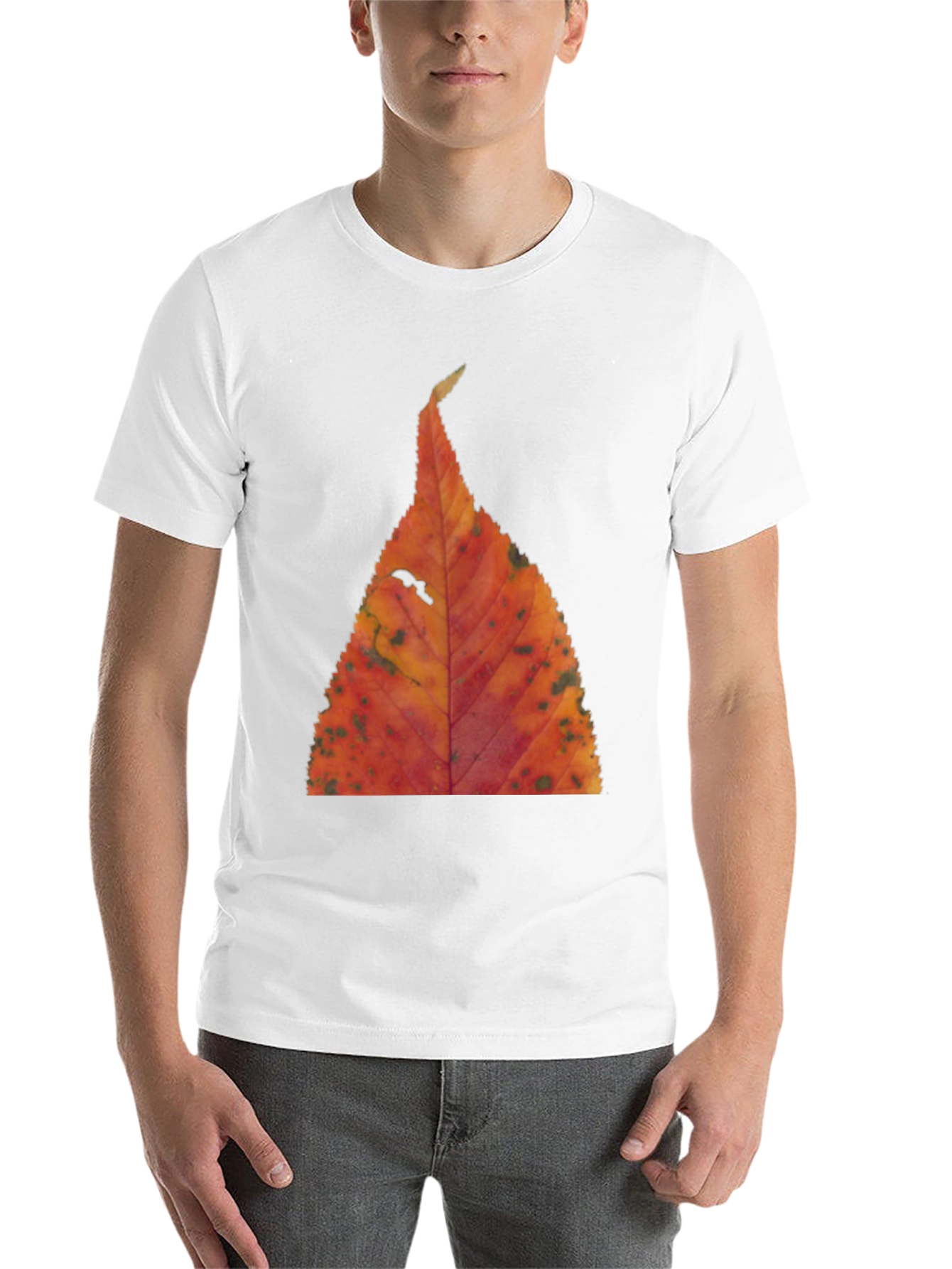 Black Fall Leaf Print Black T-Shirt view 14