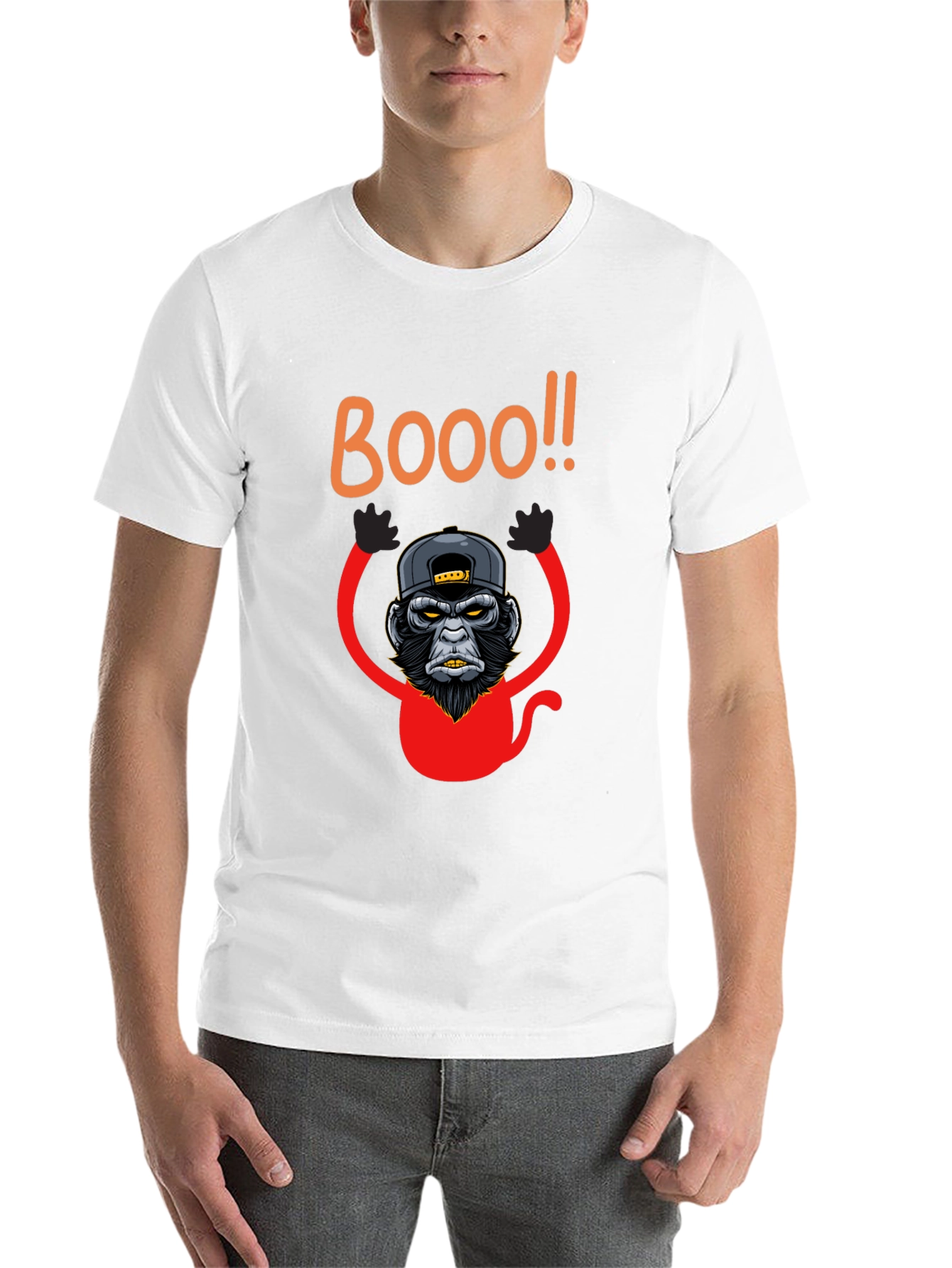 Black Boo Monkey Graphic Tee - Black Crew Neck Shirt view 14