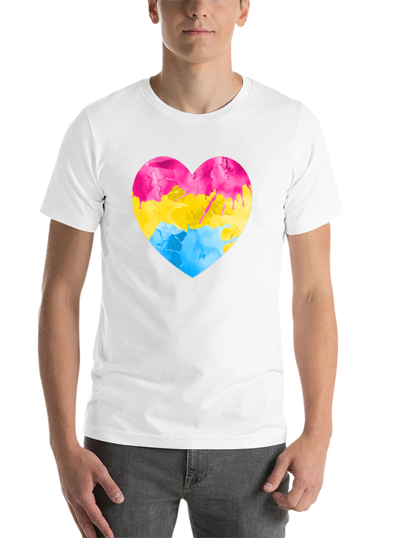 Black Pansexual Pride Heart T-Shirt - Black view 14