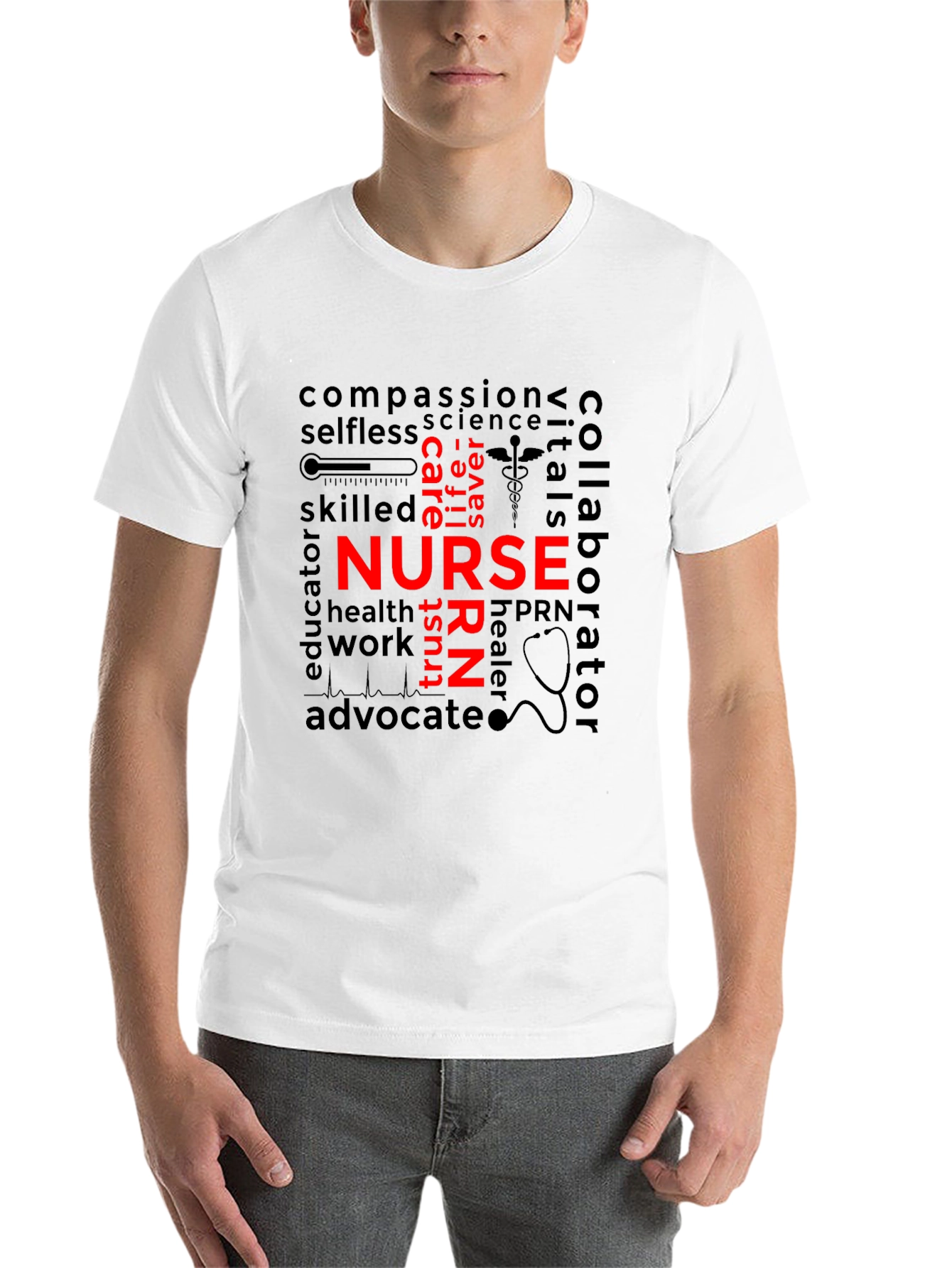 Black Nurse Word Art T-Shirt - Black Unisex view 14