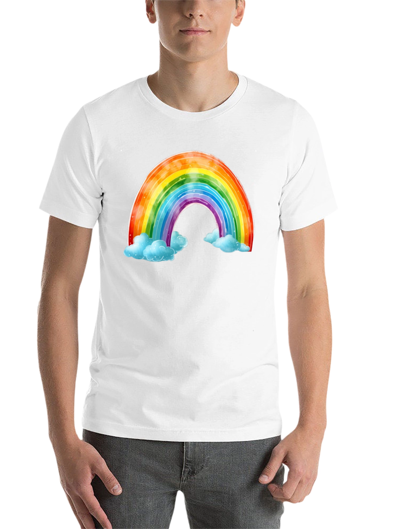 Black Rainbow & Cloud Graphic Tee - Soft Cotton Comfort view 14