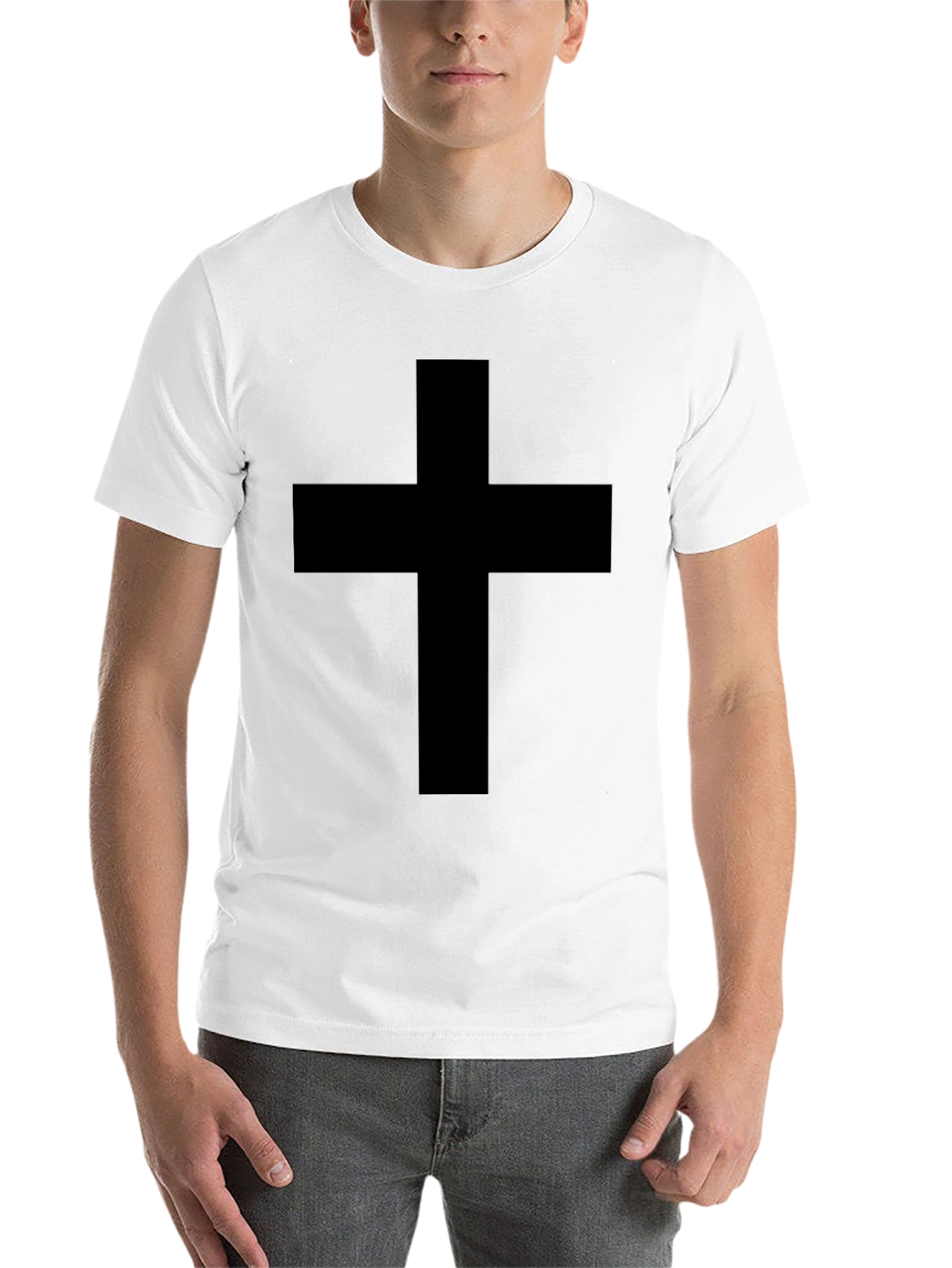 Black Bold Cross Graphic Tee - Solid Black view 14