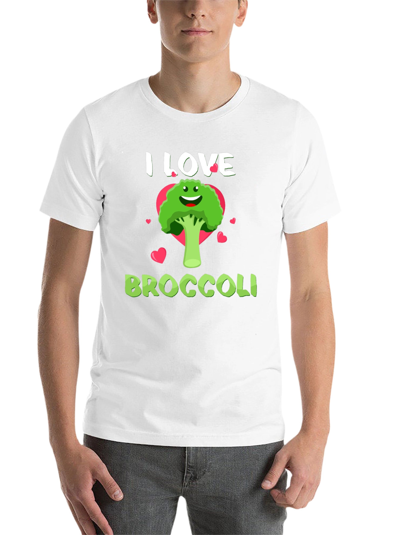 Black I Love Broccoli T-Shirt - Funny Vegan Tee view 14
