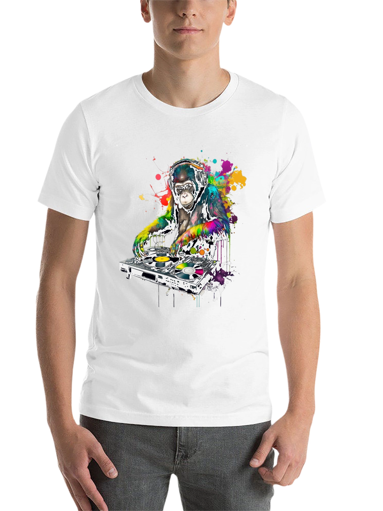 Black DJ Monkey Graphic T-Shirt view 14
